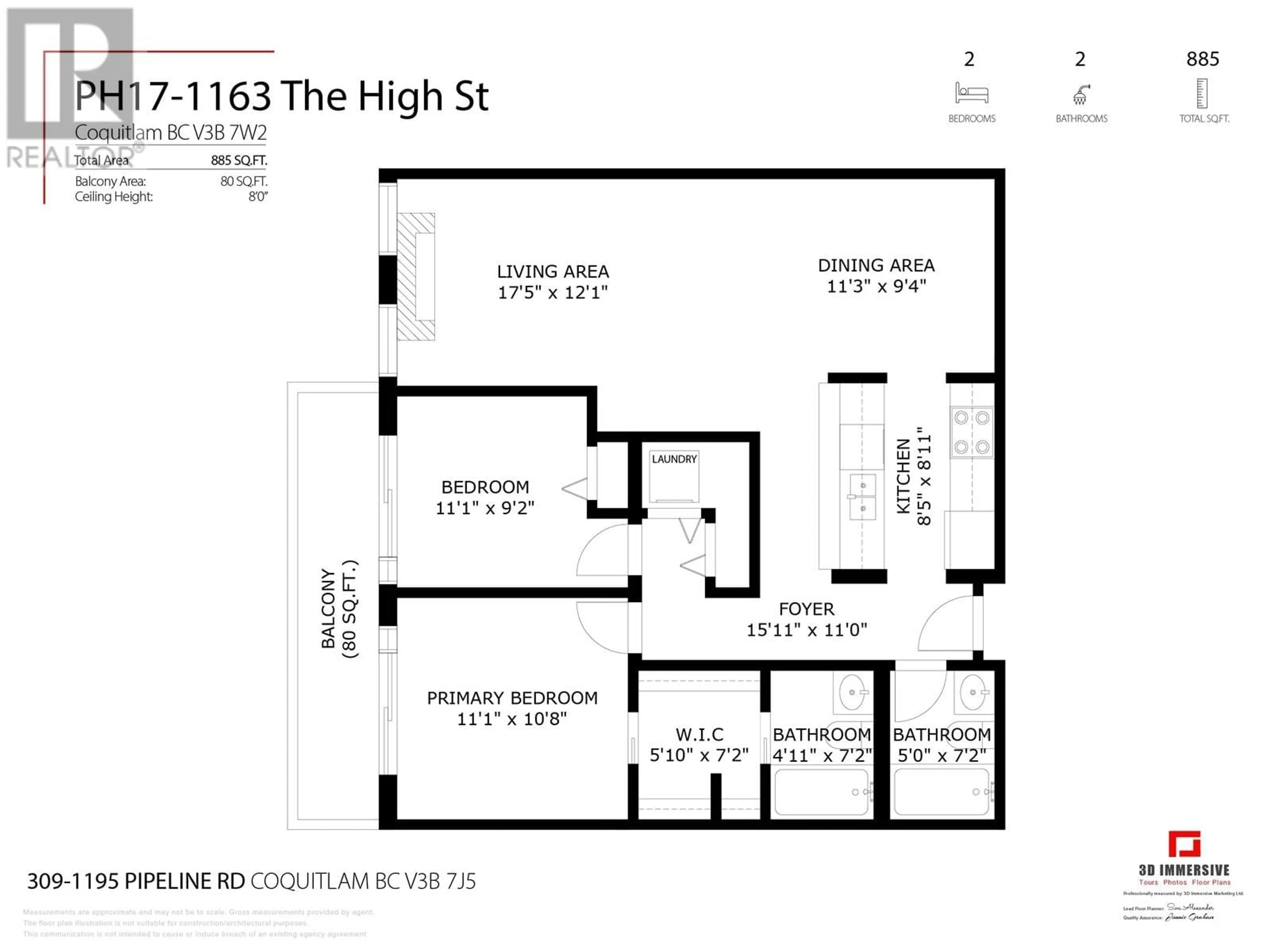 Floor plan for PH17 - 1163 THE HIGH STREET, Coquitlam British Columbia V3B7W2