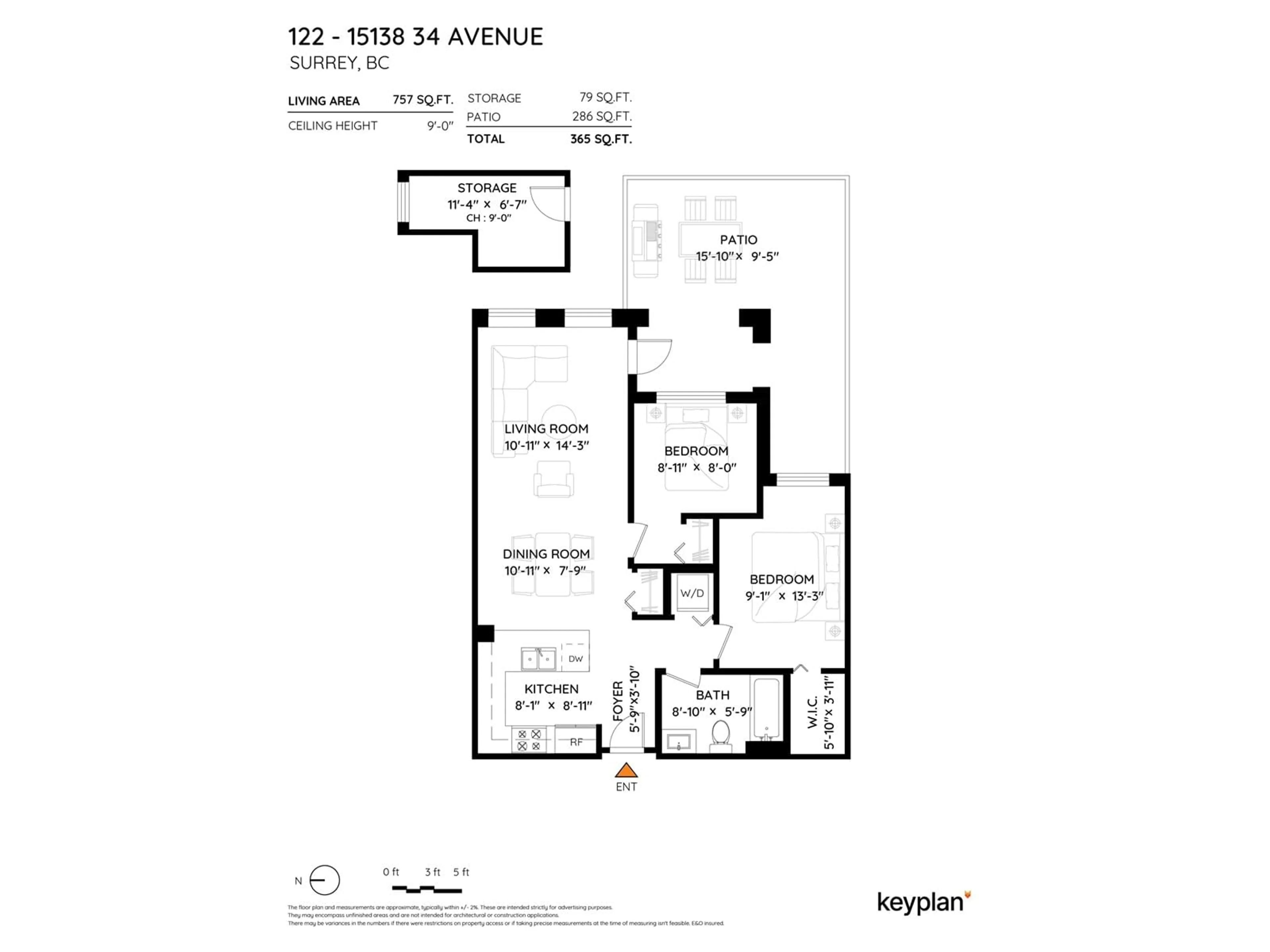 Floor plan for 122 - 15138 34, Surrey British Columbia V3S0L3