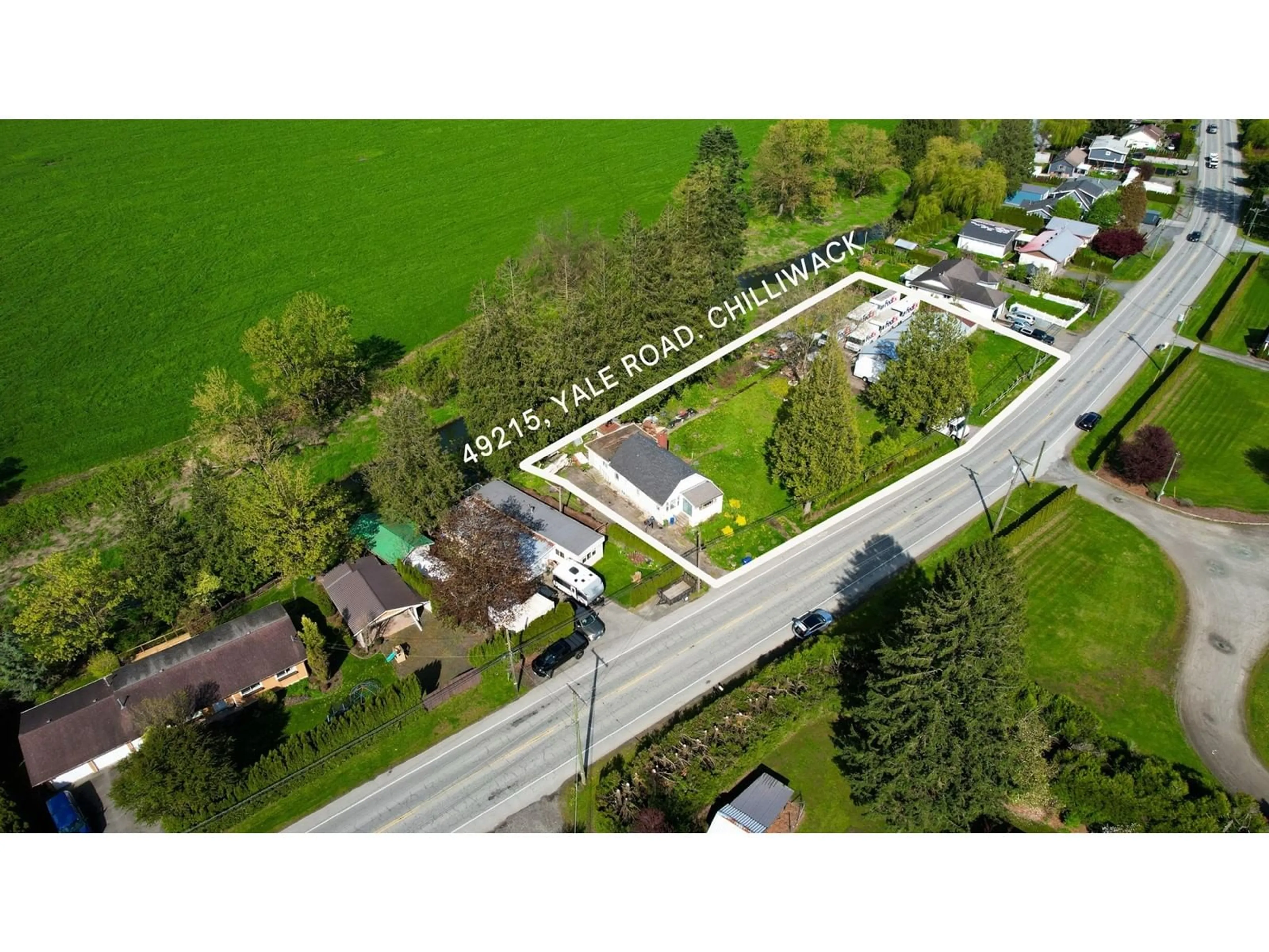A pic from outside/outdoor area/front of a property/back of a property/a pic from drone, street for 49215 YALE ROAD, Chilliwack British Columbia V4Z0B2