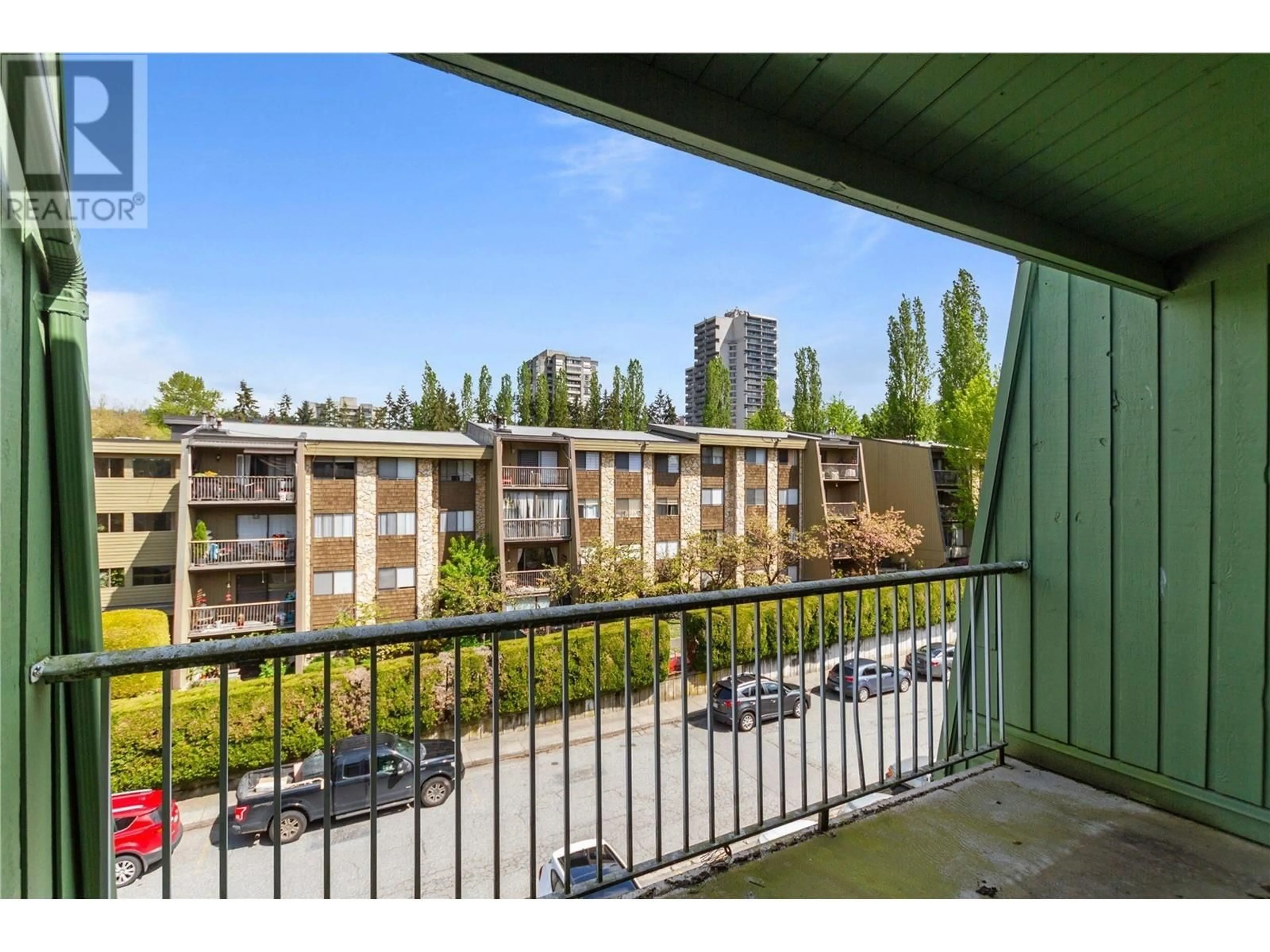 Balcony in the apartment, city buildings view from balcony for 302 - 9202 HORNE STREET, Burnaby British Columbia V3N4K2