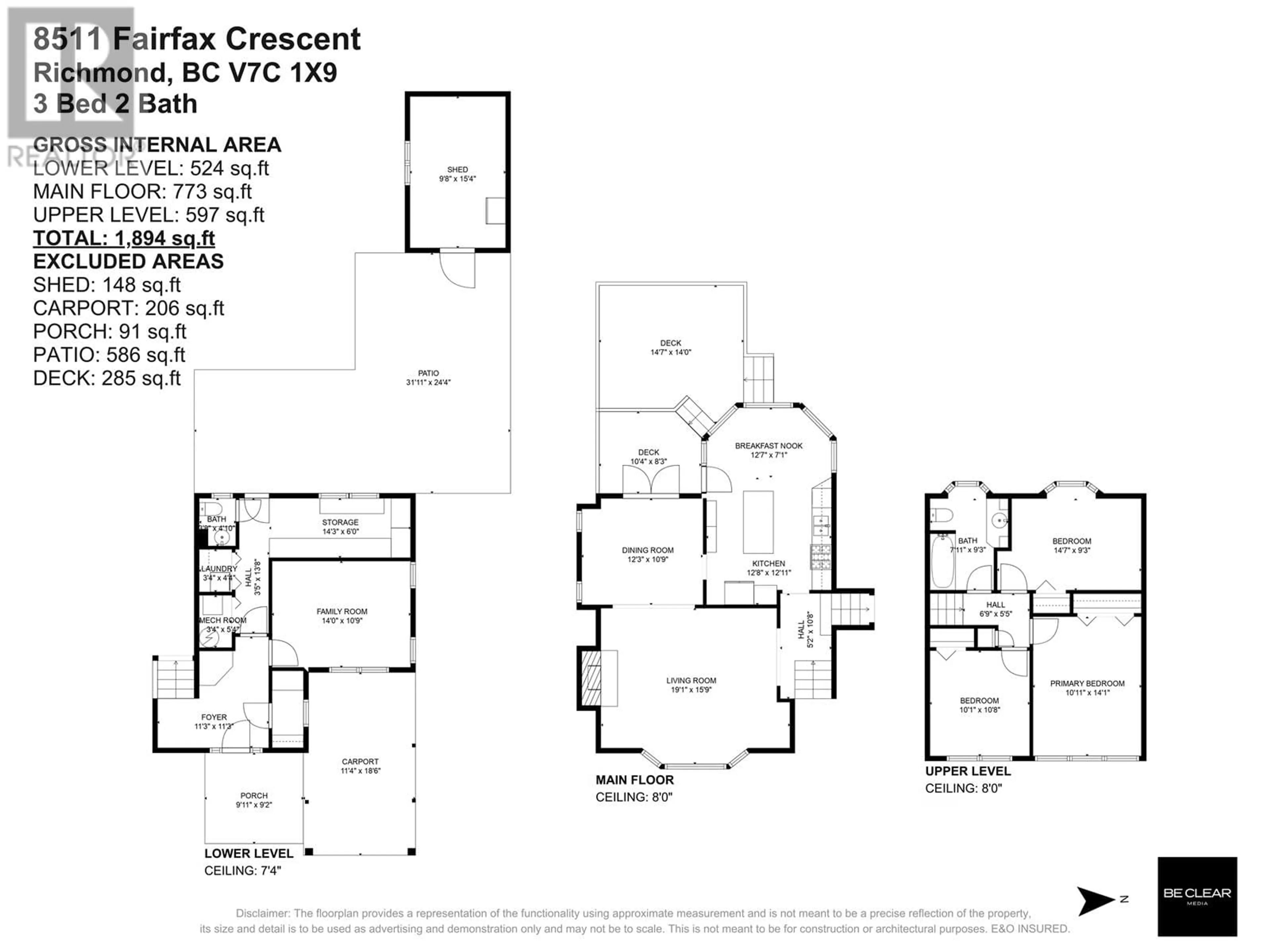 Floor plan for 8511 FAIRFAX CRESCENT, Richmond British Columbia V7C1X9