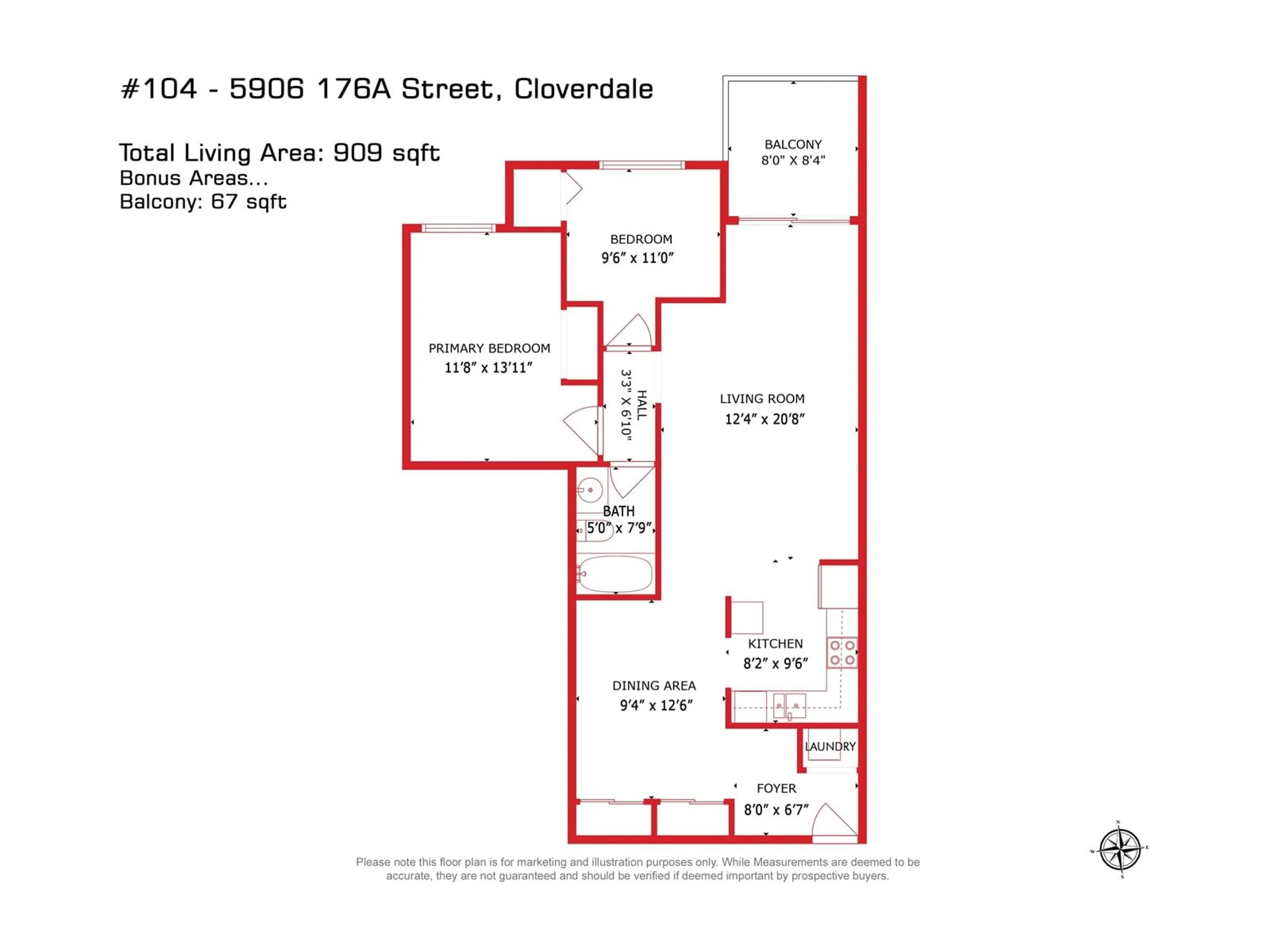 Floor plan for 104 - 5906 176A, Surrey British Columbia V3H4H7