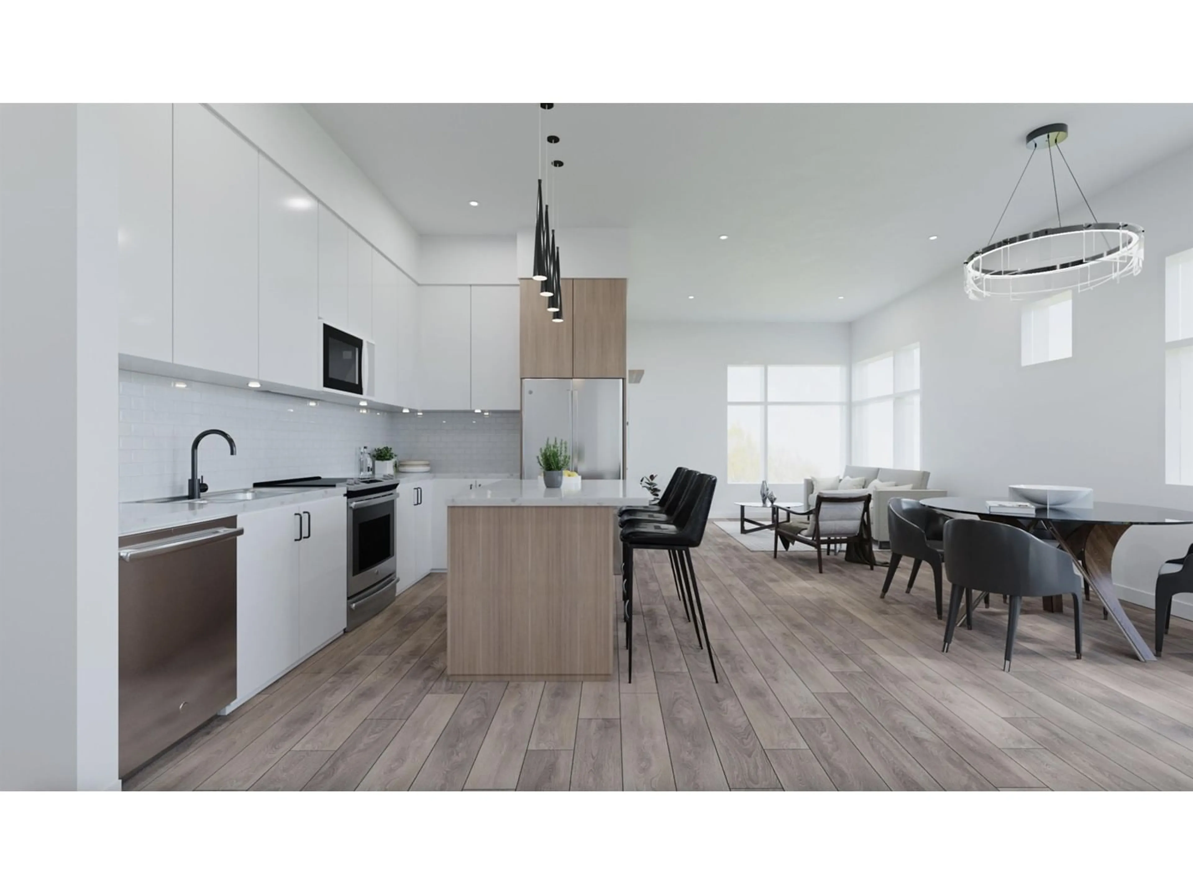 Open concept kitchen, wood/laminate floor for 415 - 163 175A, Surrey British Columbia V0V0V0