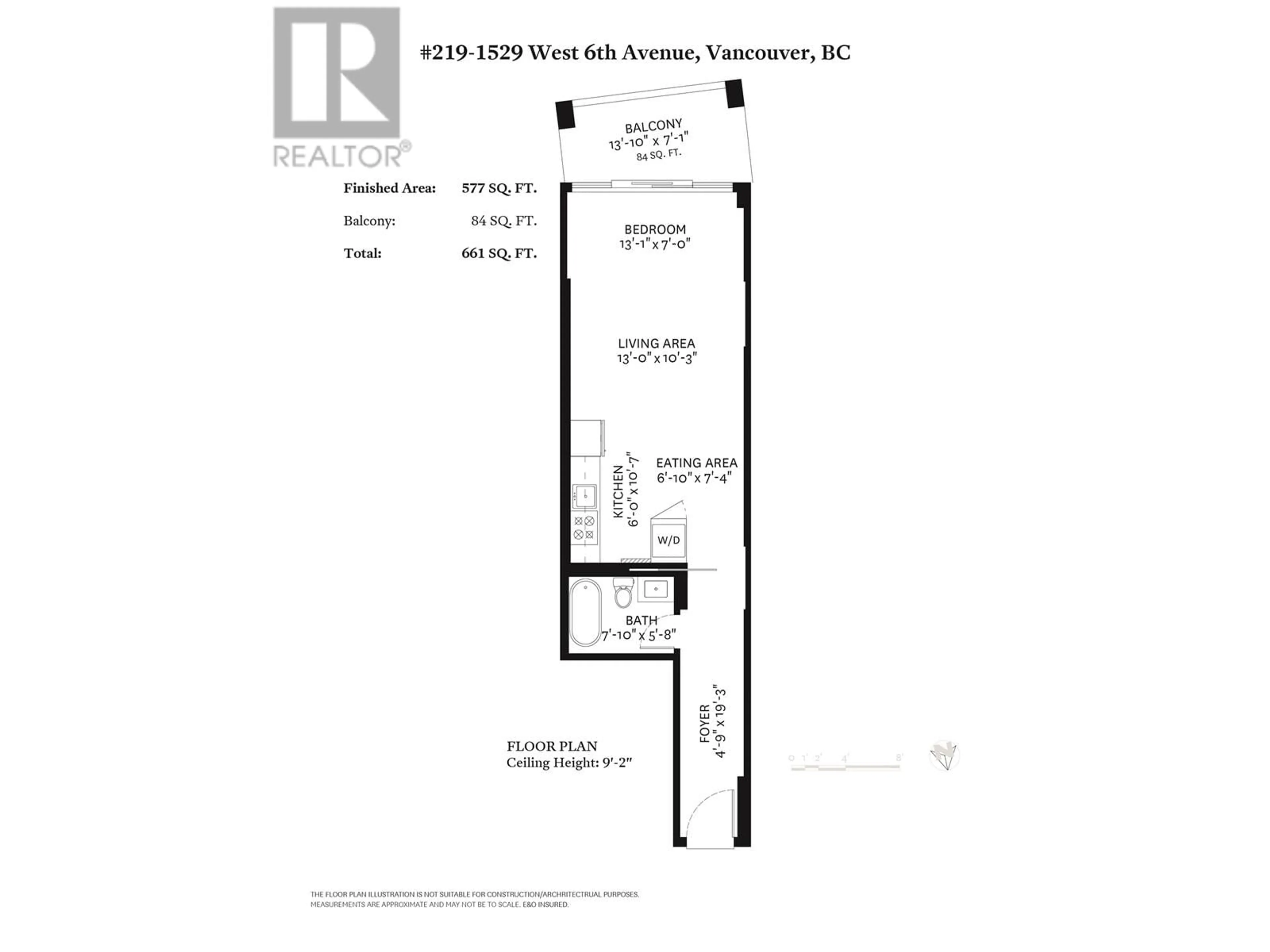 Floor plan for 219 - 1529 6TH AVENUE, Vancouver British Columbia V6J1R1