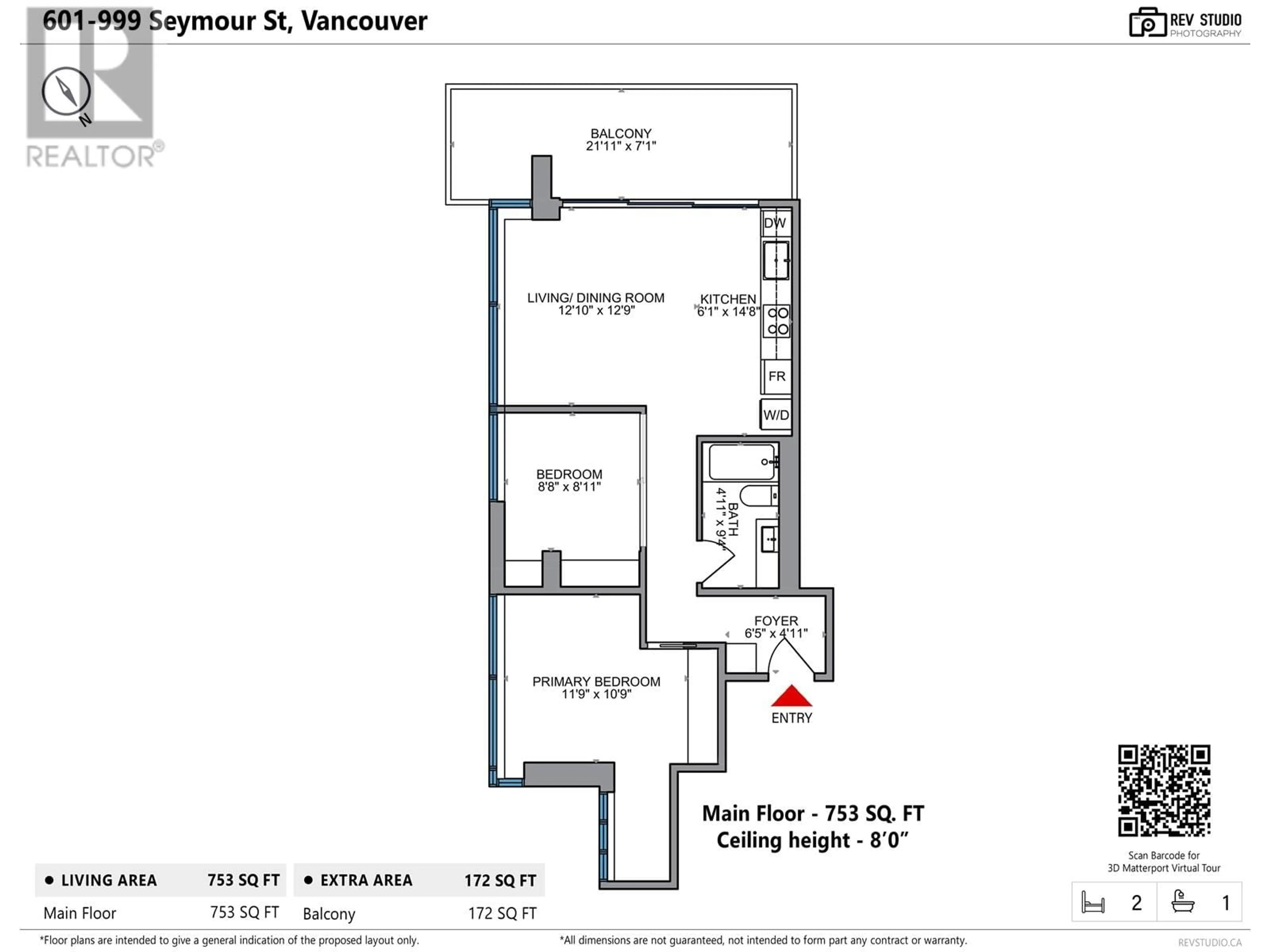 Floor plan for 601 - 999 SEYMOUR STREET, Vancouver British Columbia V6B0M5