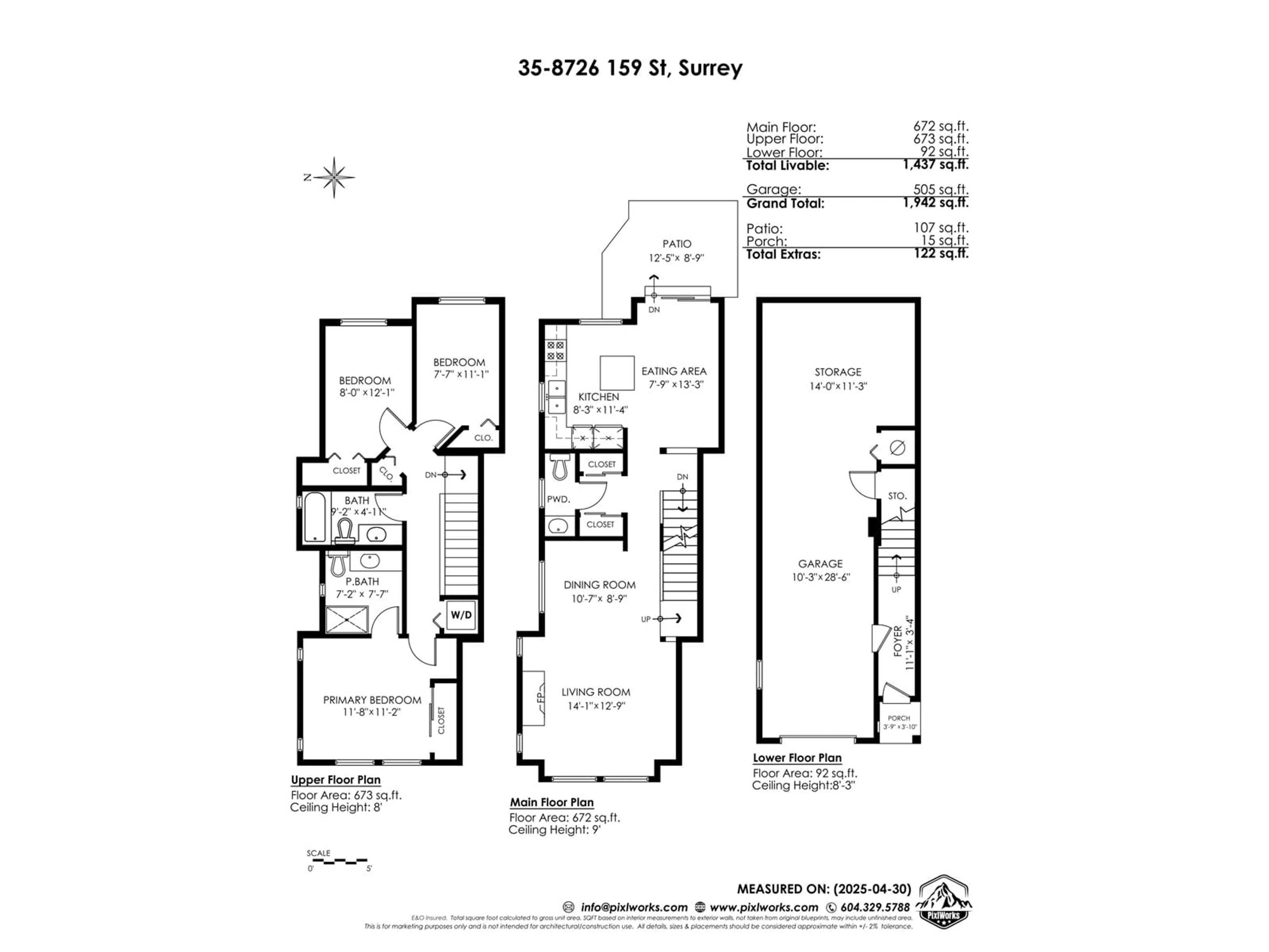 Floor plan for 35 - 8726 159, Surrey British Columbia V4N0A8