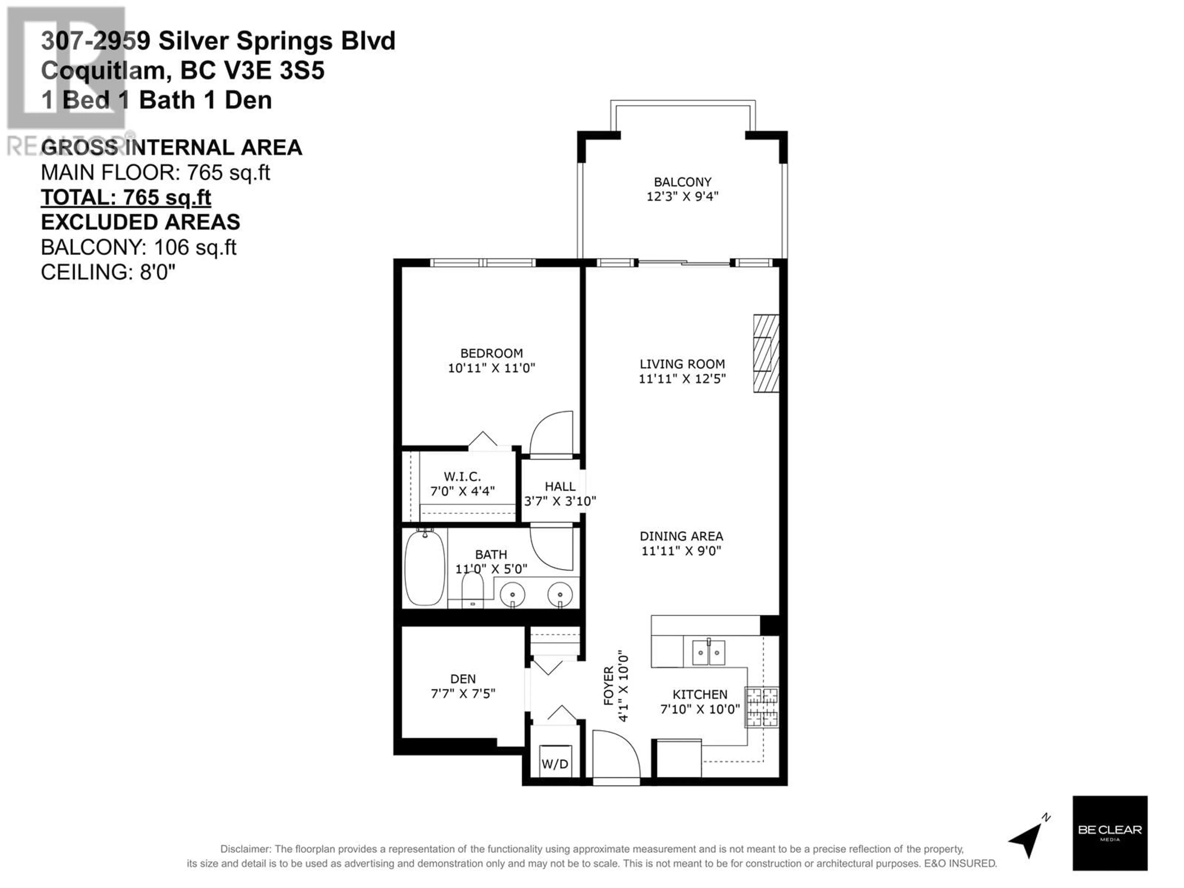 Floor plan for 307 - 2959 SILVER SPRINGS BOULEVARD, Coquitlam British Columbia V3E3S5