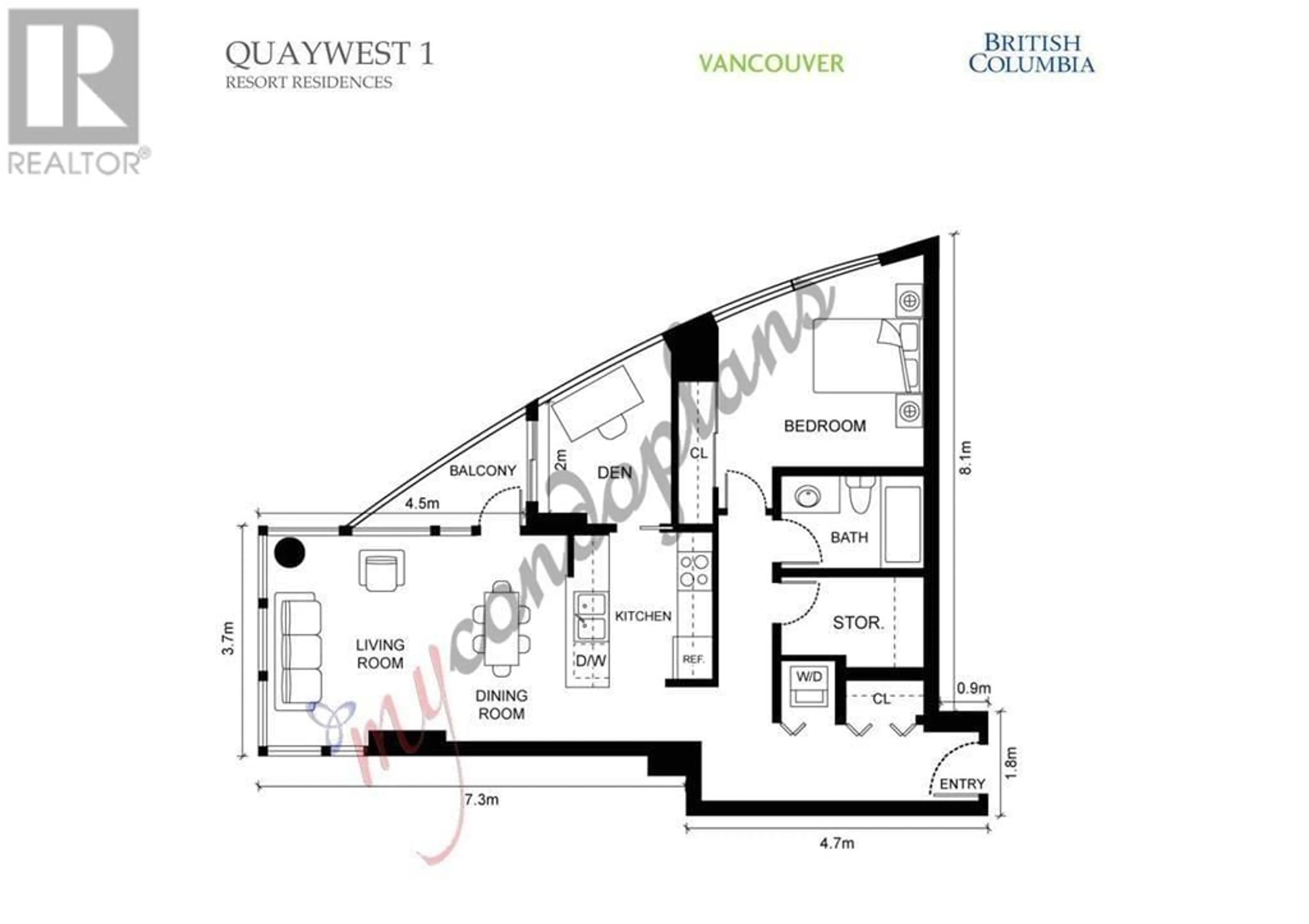 Floor plan for 1101 - 1033 MARINASIDE CRESCENT, Vancouver British Columbia V6Z3A3