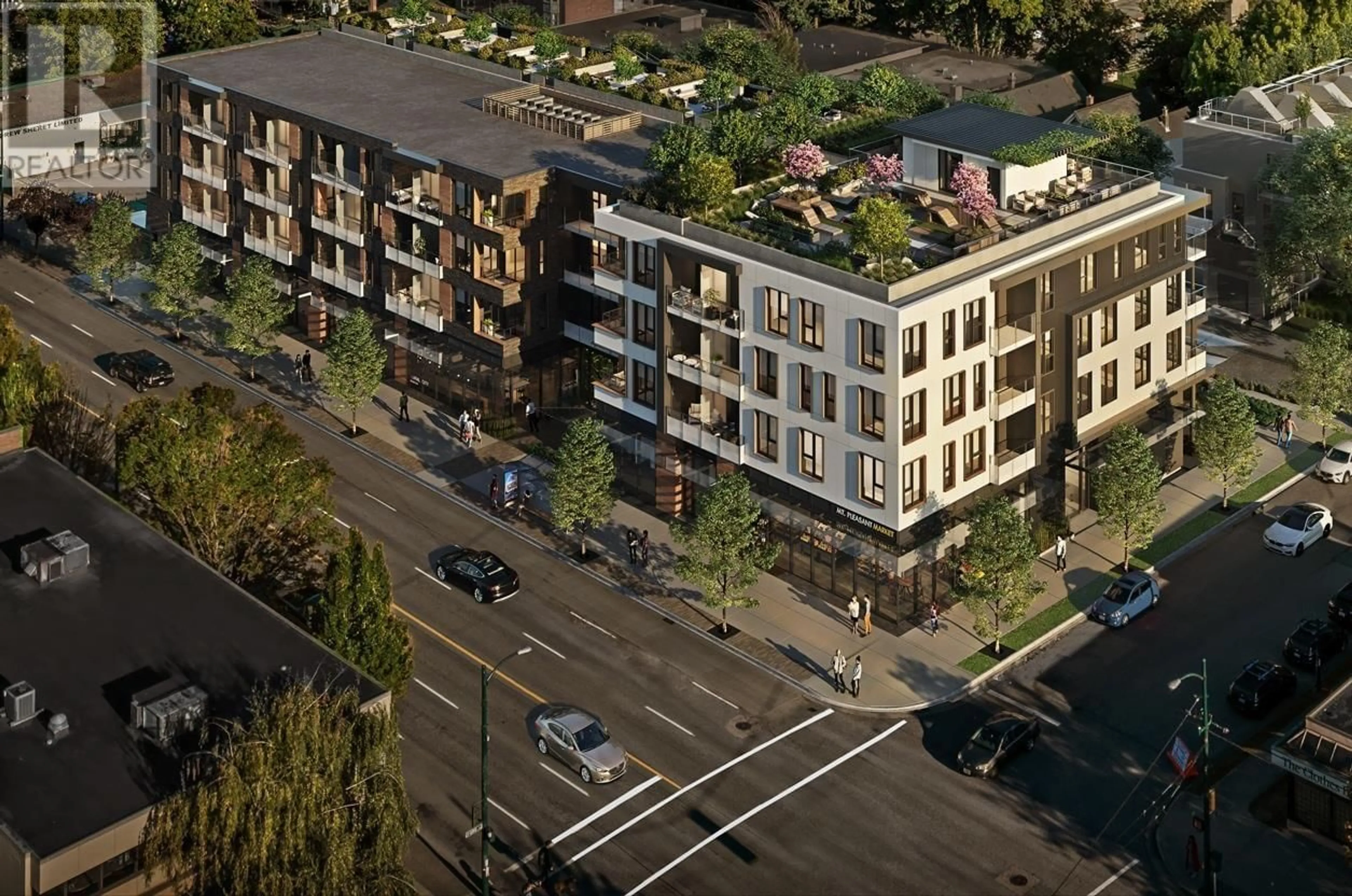 A pic from outside/outdoor area/front of a property/back of a property/a pic from drone, street for 420 - 471 BROADWAY, Vancouver British Columbia V5T1W9