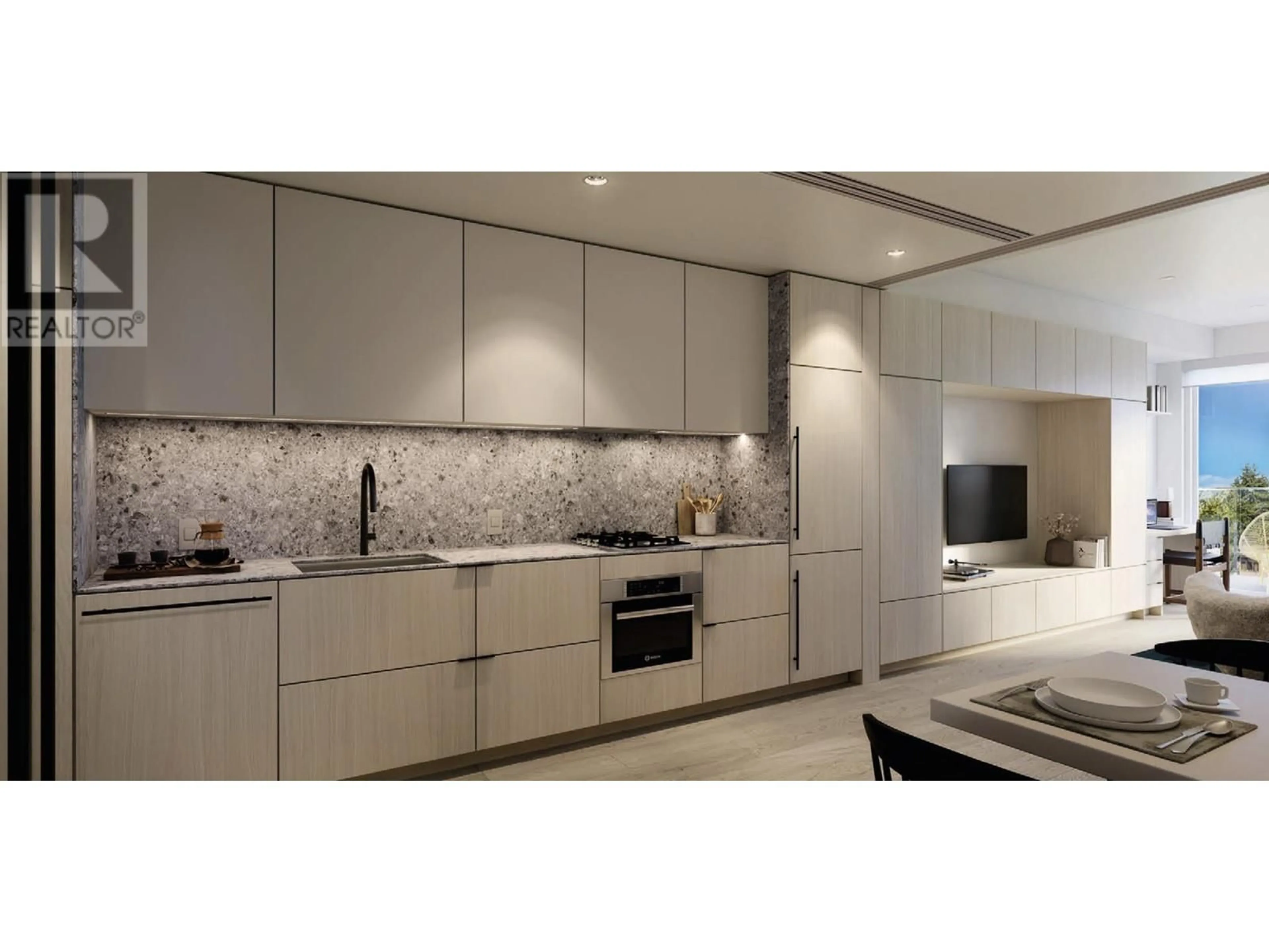 Contemporary kitchen, ceramic/tile floor for 420 - 471 BROADWAY, Vancouver British Columbia V5T1W9