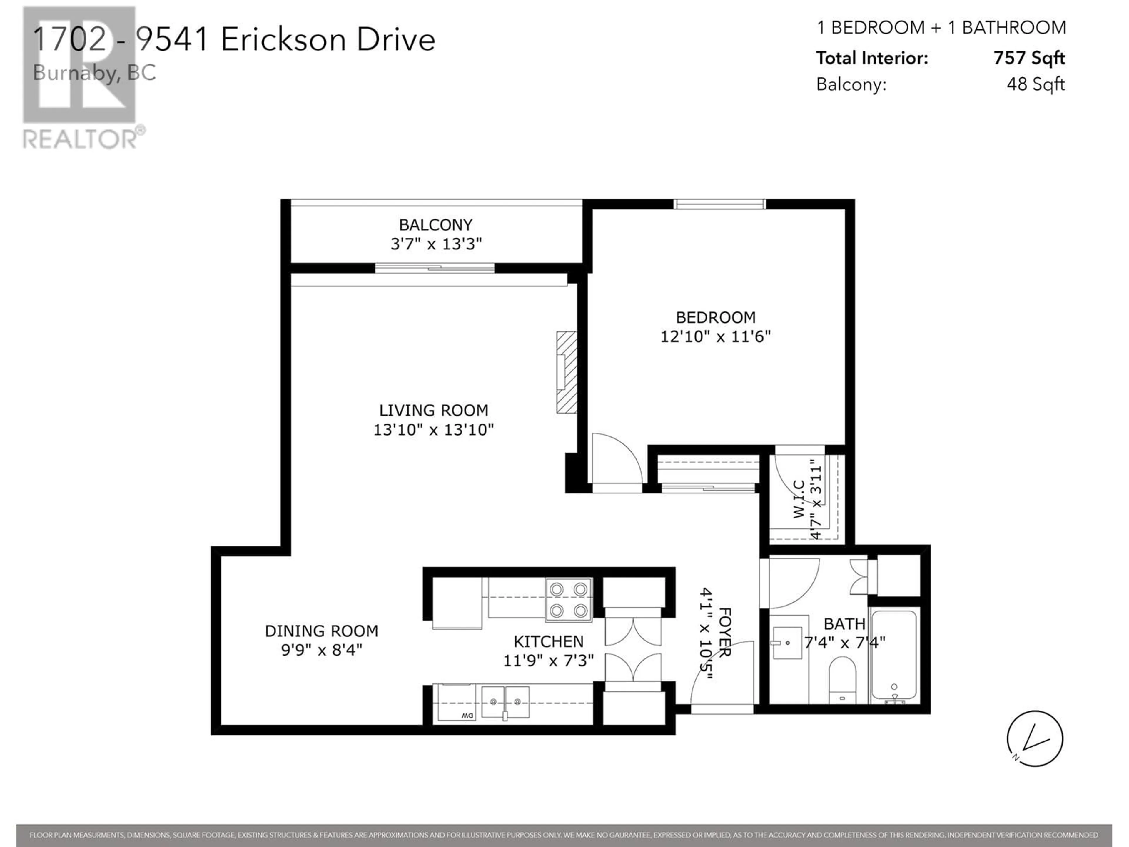 Floor plan for 1702 - 9541 ERICKSON DRIVE, Burnaby British Columbia V3J7N8