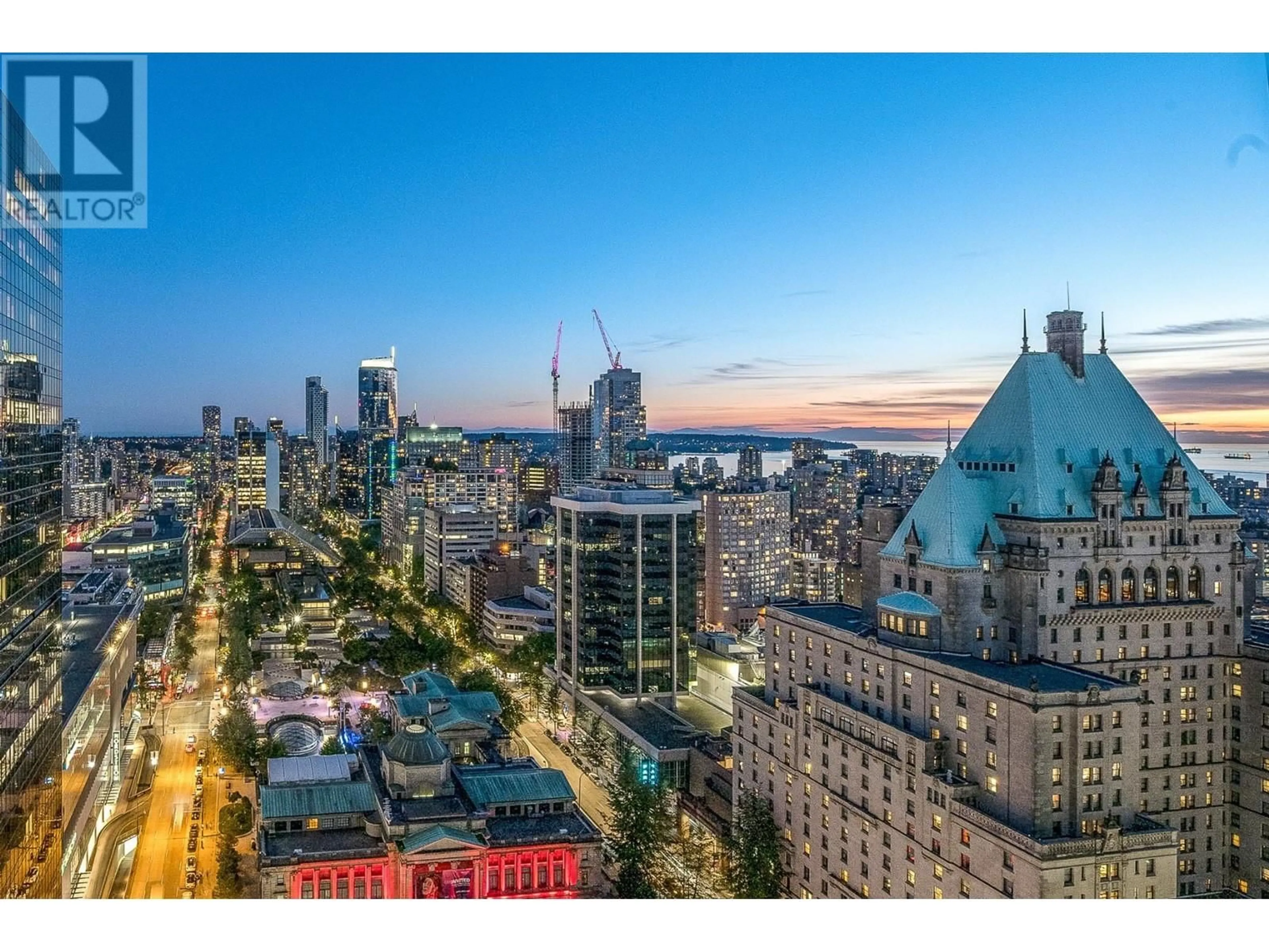 A pic from outside/outdoor area/front of a property/back of a property/a pic from drone, city buildings view from balcony for 2905 - 667 HOWE STREET, Vancouver British Columbia V6C0B5