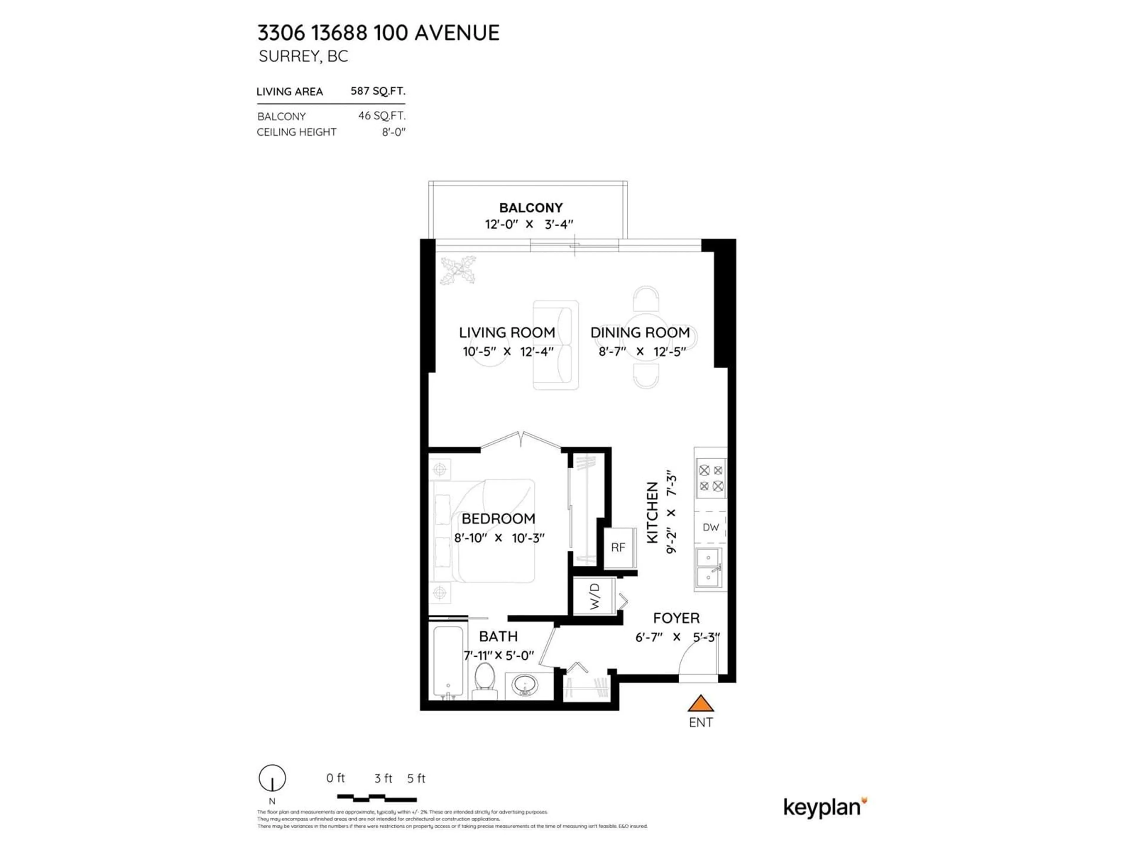 Floor plan for 3306 - 13688 100, Surrey British Columbia V3T0G5