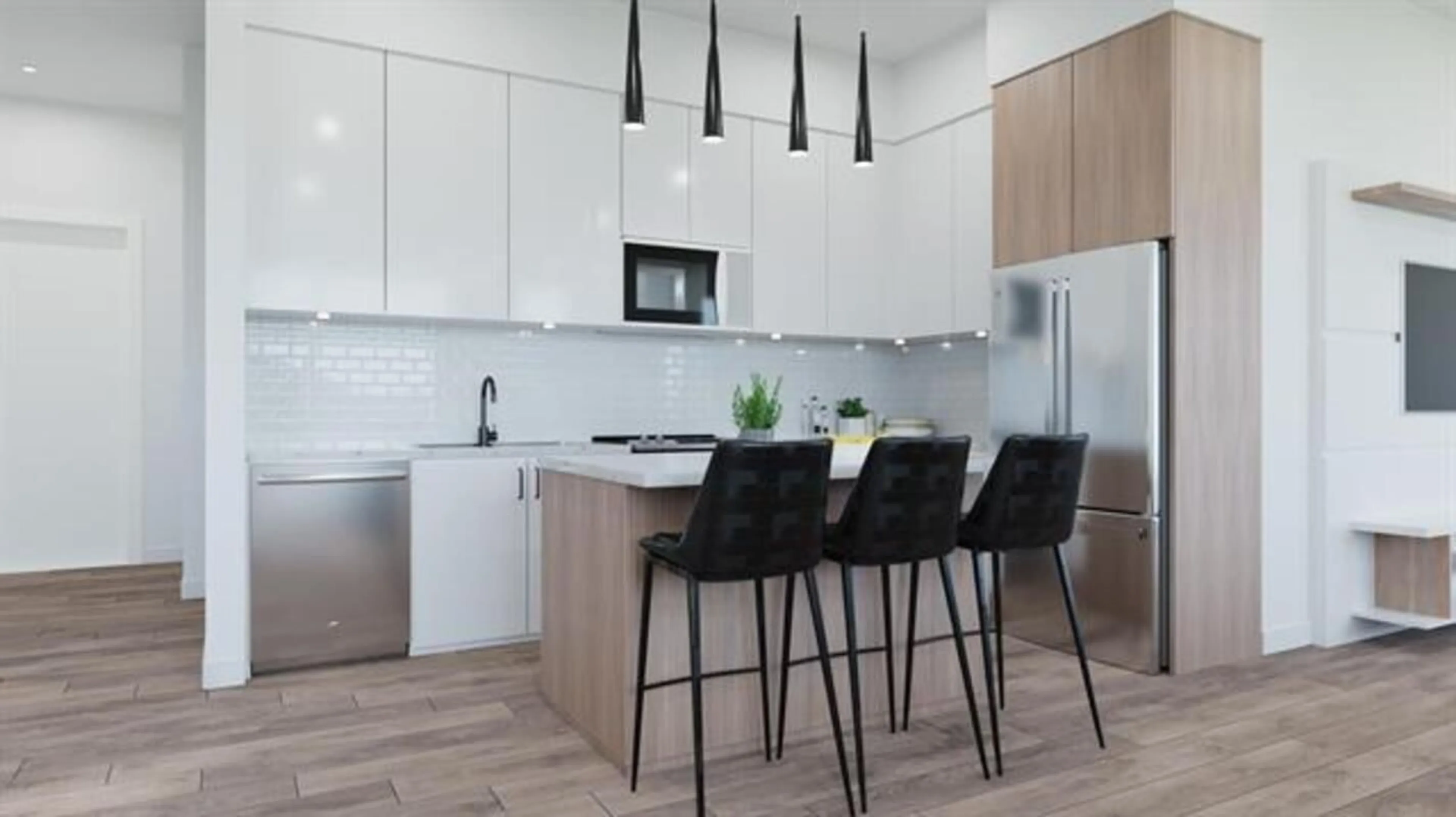 Contemporary kitchen, ceramic/tile floor for 410 - 163 175A, Surrey British Columbia V0V0V0