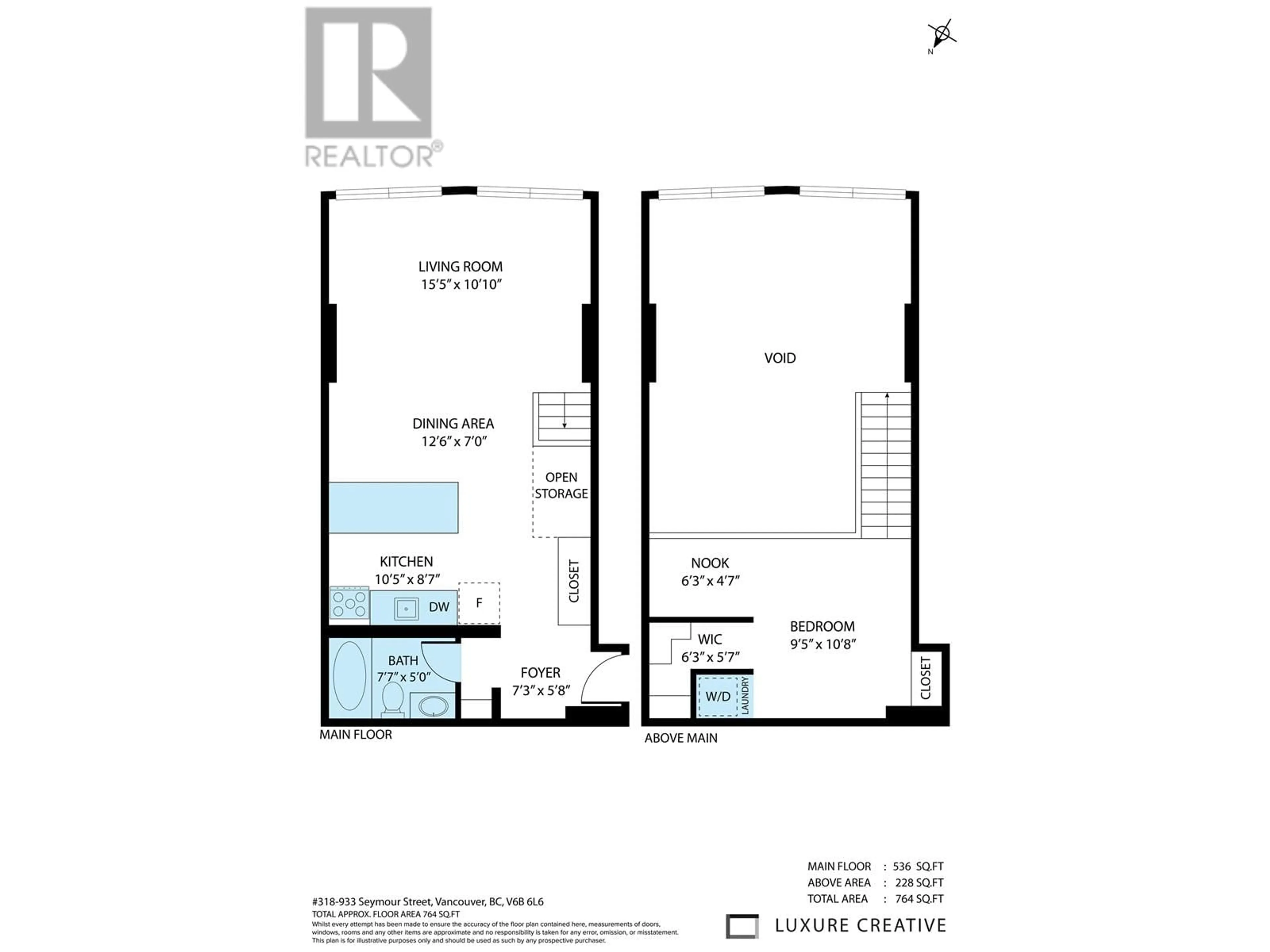Floor plan for 318 - 933 SEYMOUR STREET, Vancouver British Columbia V6B6L6