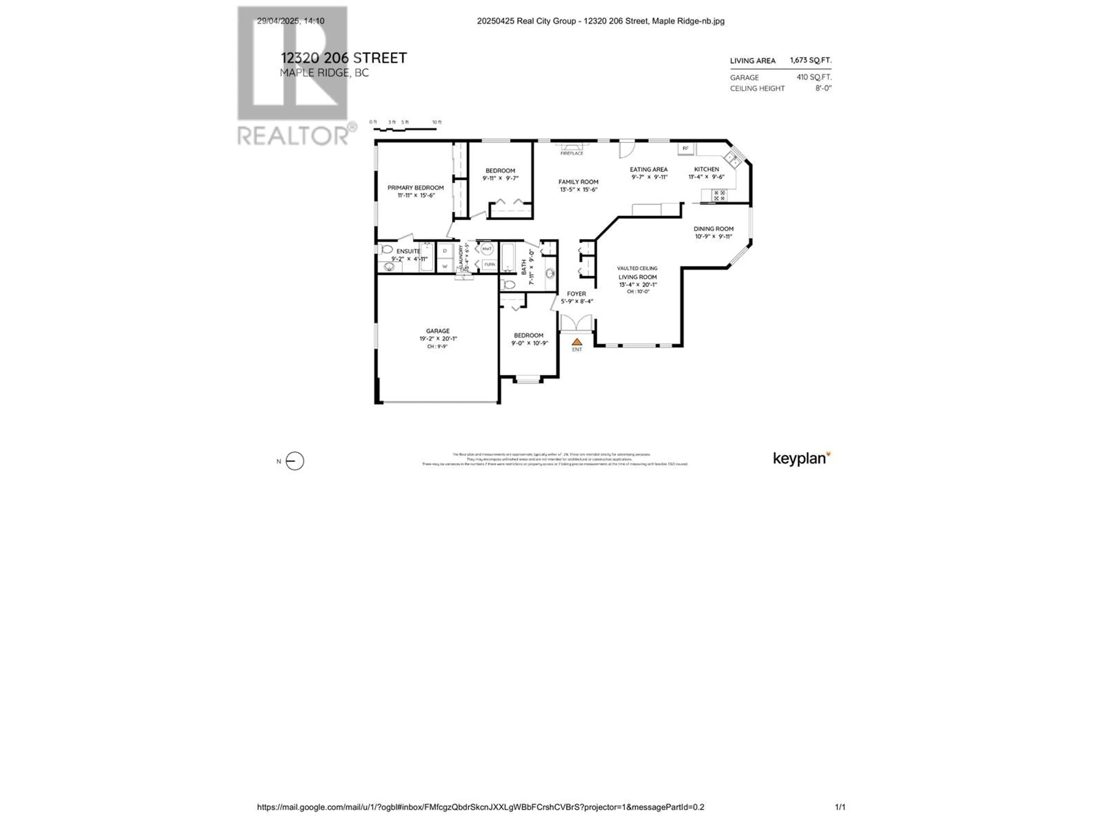 Floor plan for 12320 206 STREET, Maple Ridge British Columbia V2X0M6