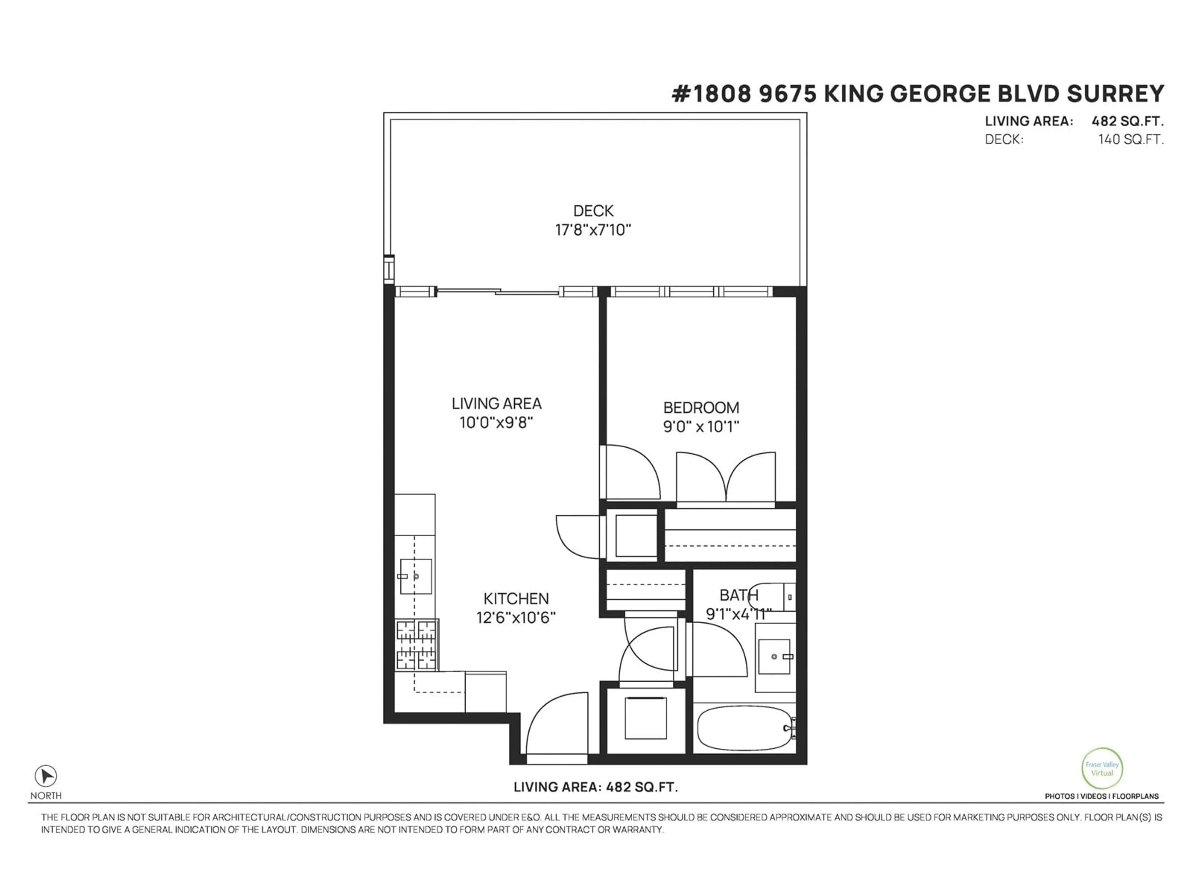 Floor plan for 1808 - 9675 KING GEORGE, Surrey British Columbia V3T2V3