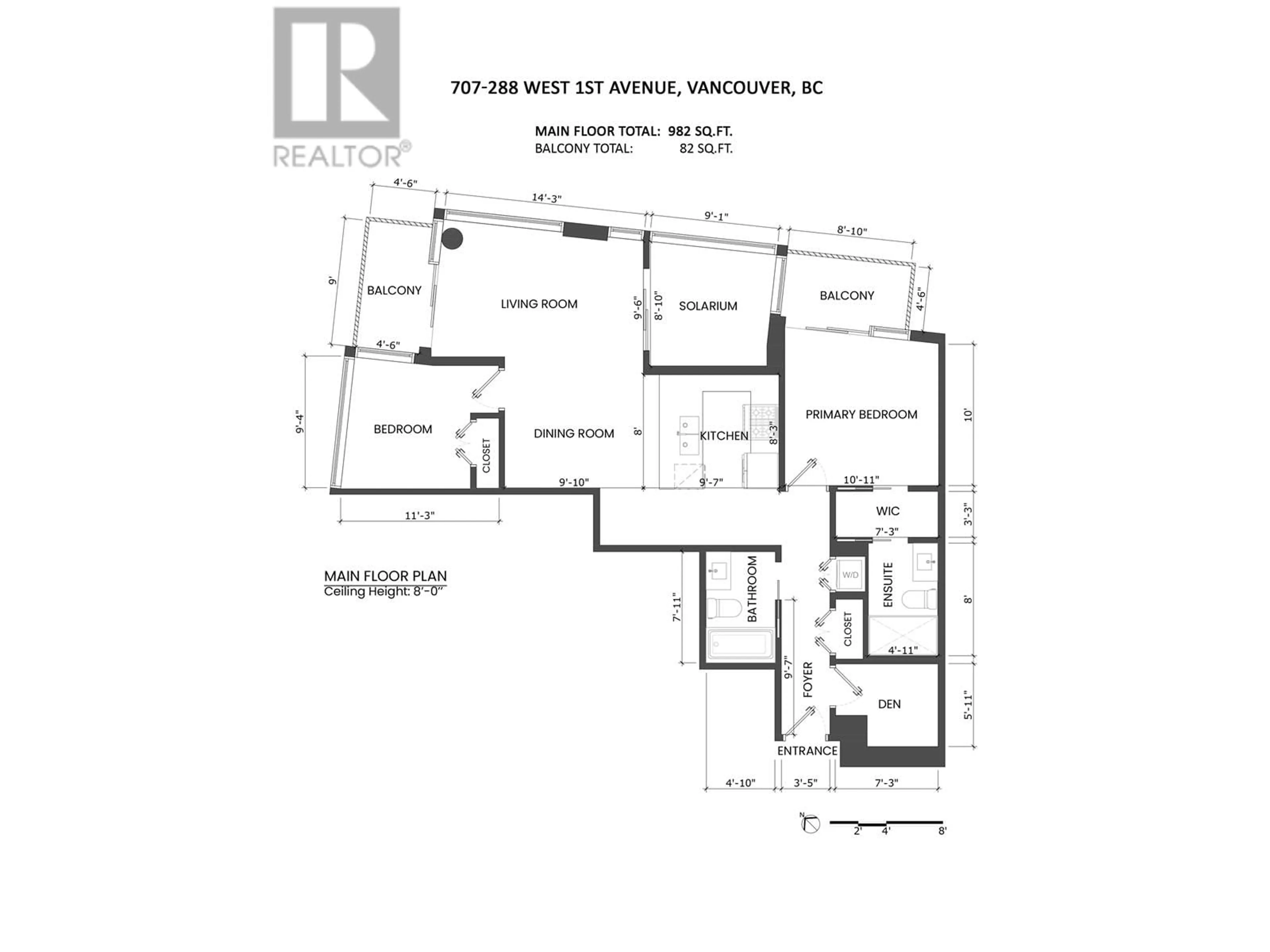 Floor plan for 707 - 288 1ST AVENUE, Vancouver British Columbia V5Y0E9