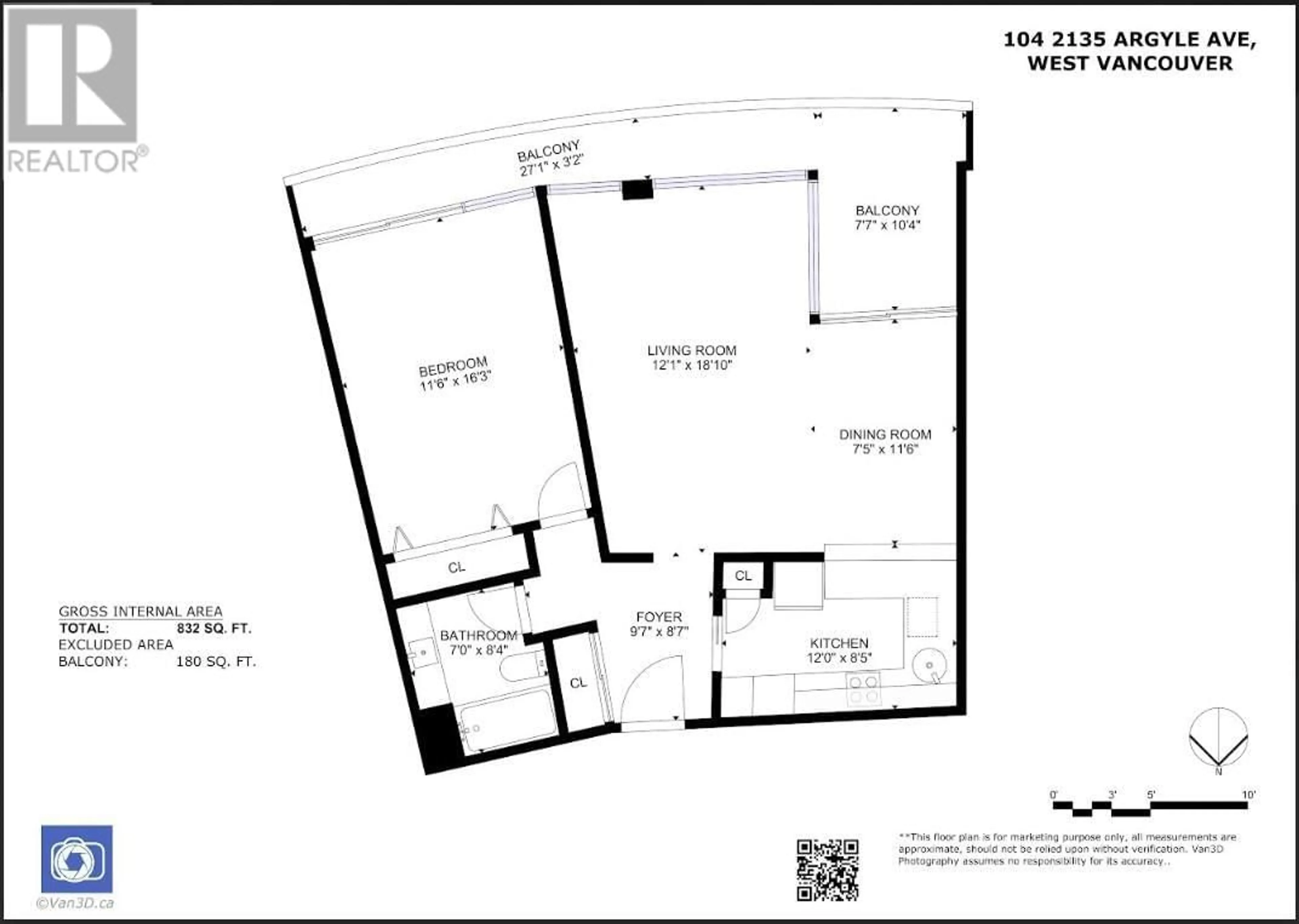 Floor plan for 104 - 2135 ARGYLE AVENUE, West Vancouver British Columbia V7V1A5