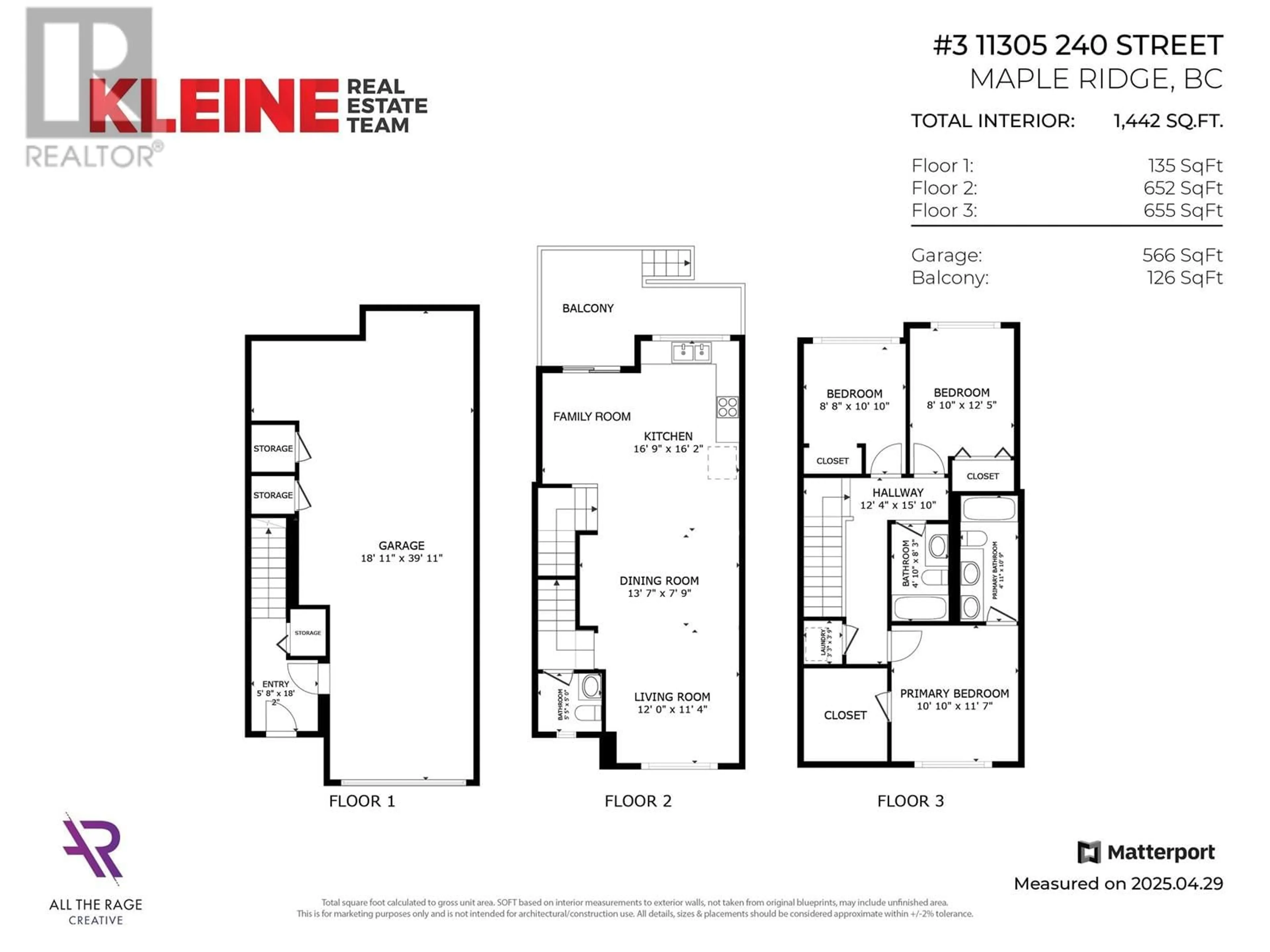 Floor plan for 3 - 11305 240 STREET, Maple Ridge British Columbia V2W0J1