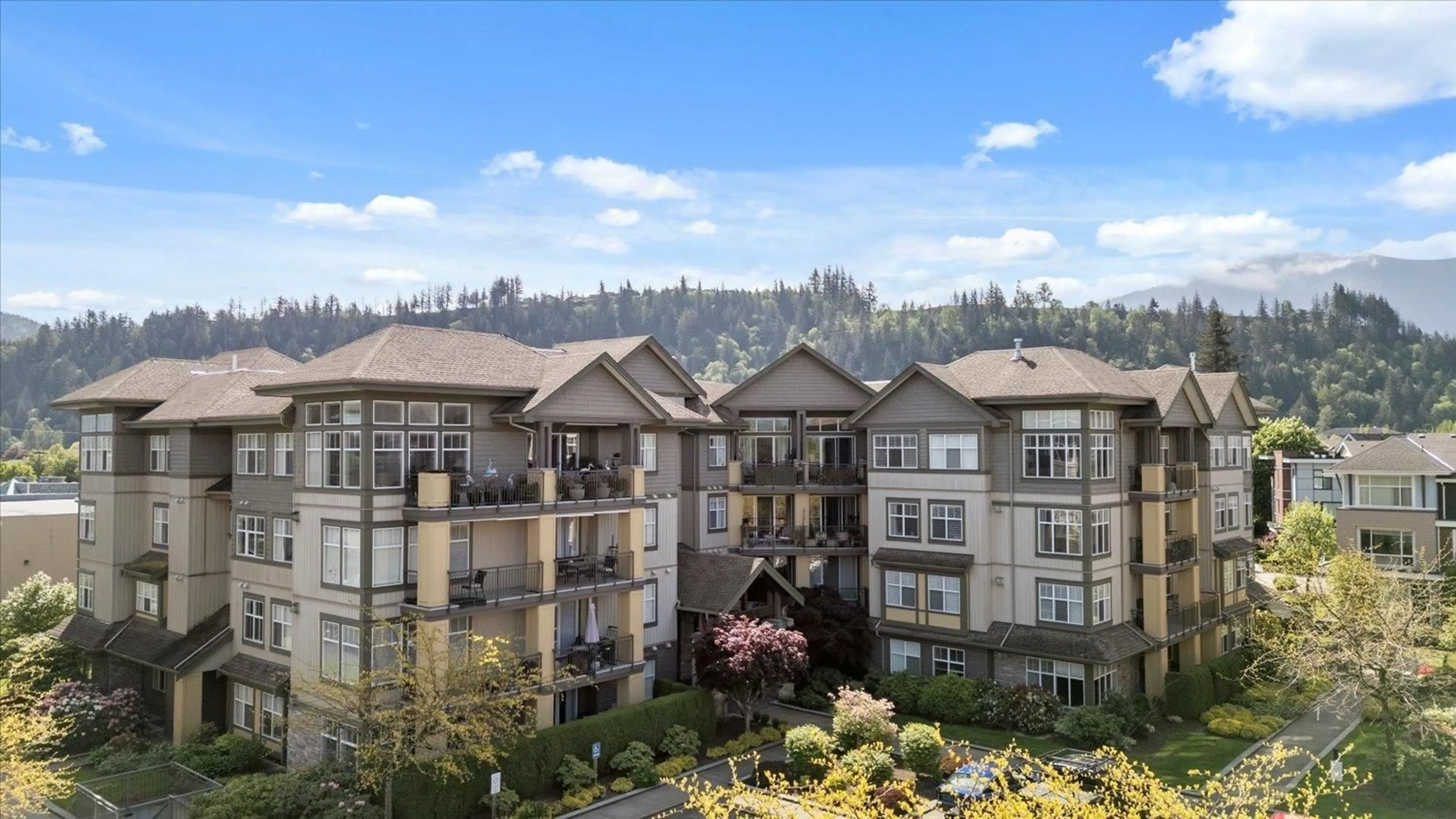 A pic from outside/outdoor area/front of a property/back of a property/a pic from drone, mountain view for 110B - 45595 TAMIHI WAY, Chilliwack British Columbia V2R0G3