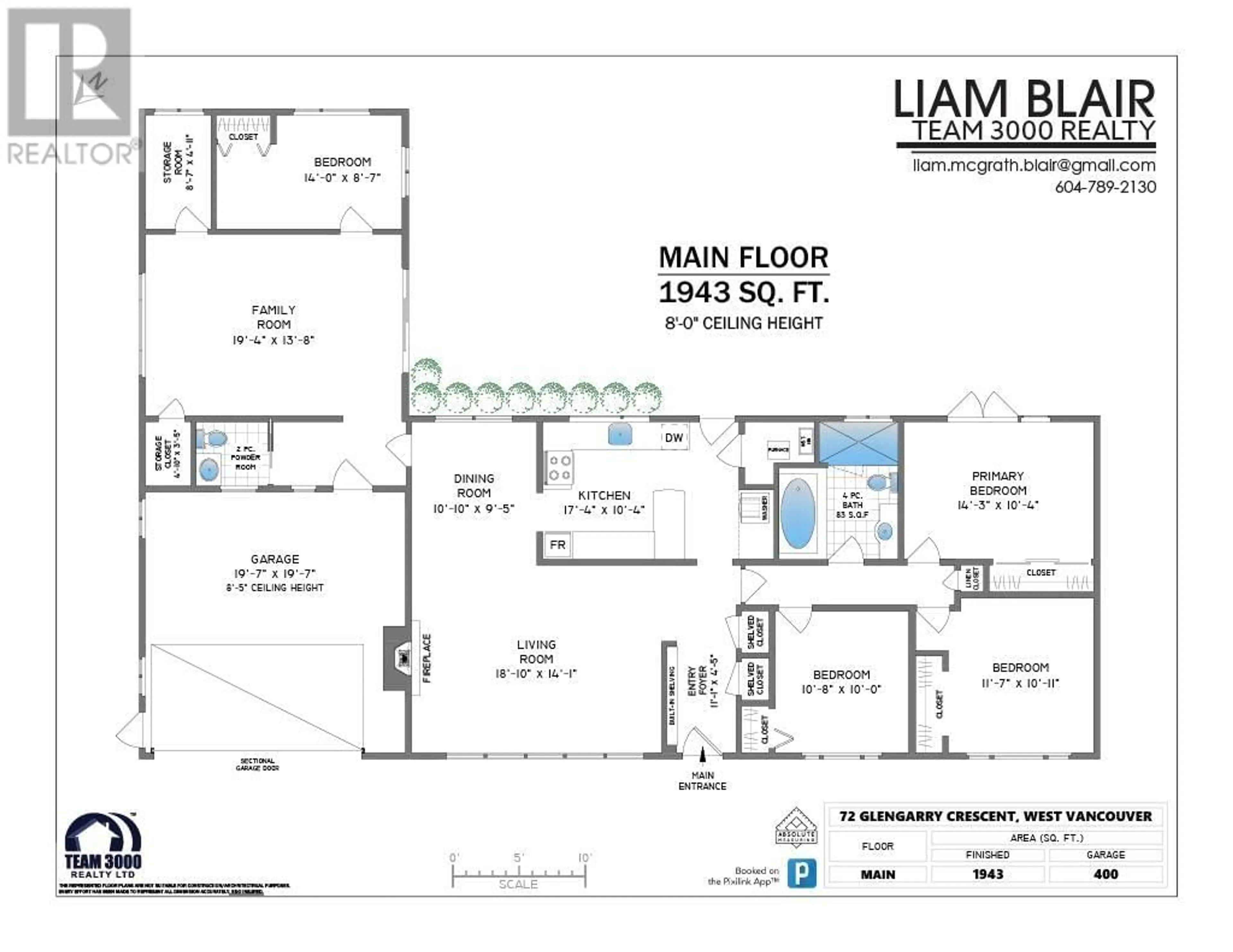 Floor plan for 72 GLENGARRY CRESCENT, West Vancouver British Columbia V7S1B5