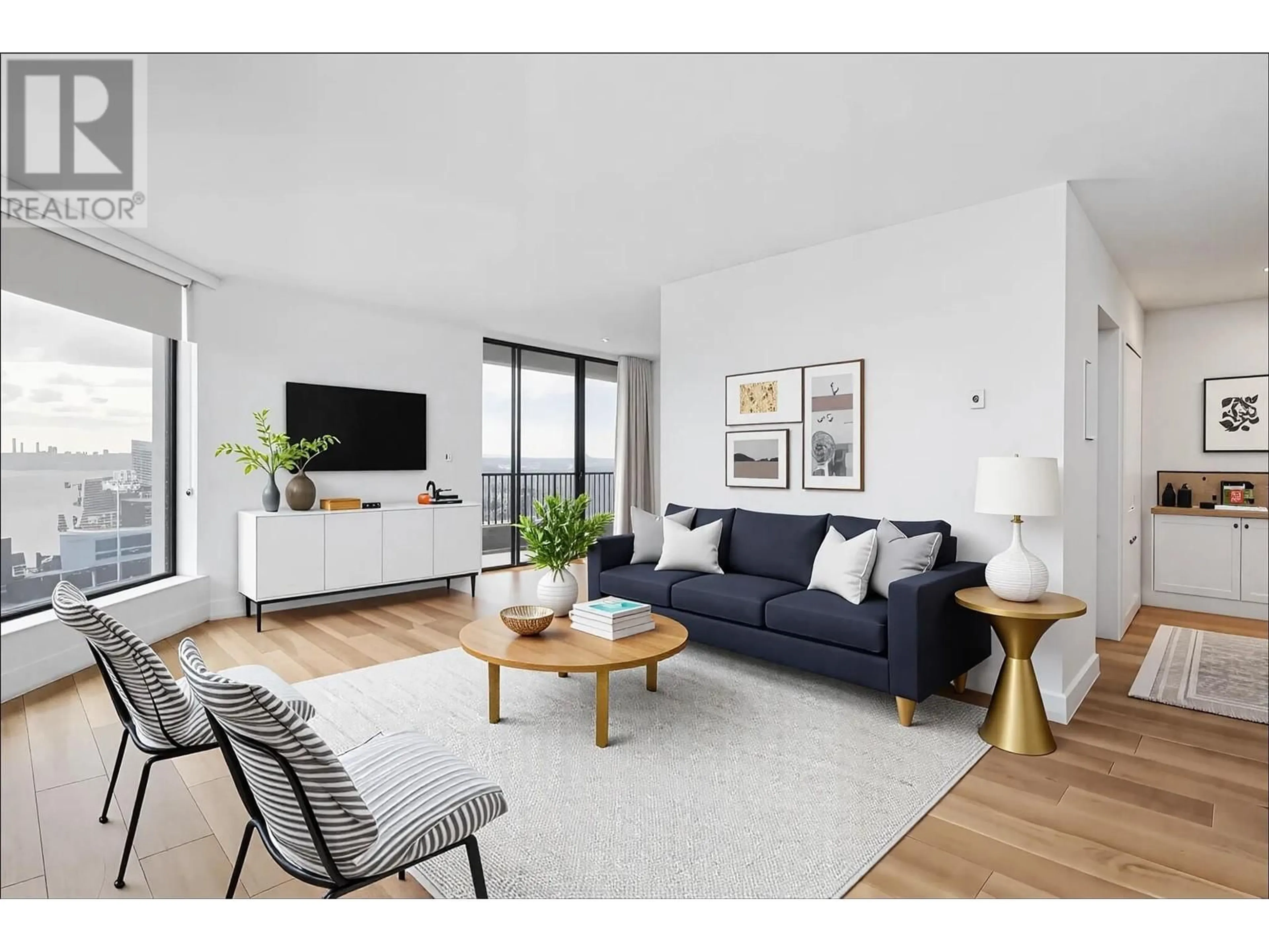 Living room with furniture, wood/laminate floor for 802 - 3760 ALBERT STREET, Burnaby British Columbia V5C5Y8