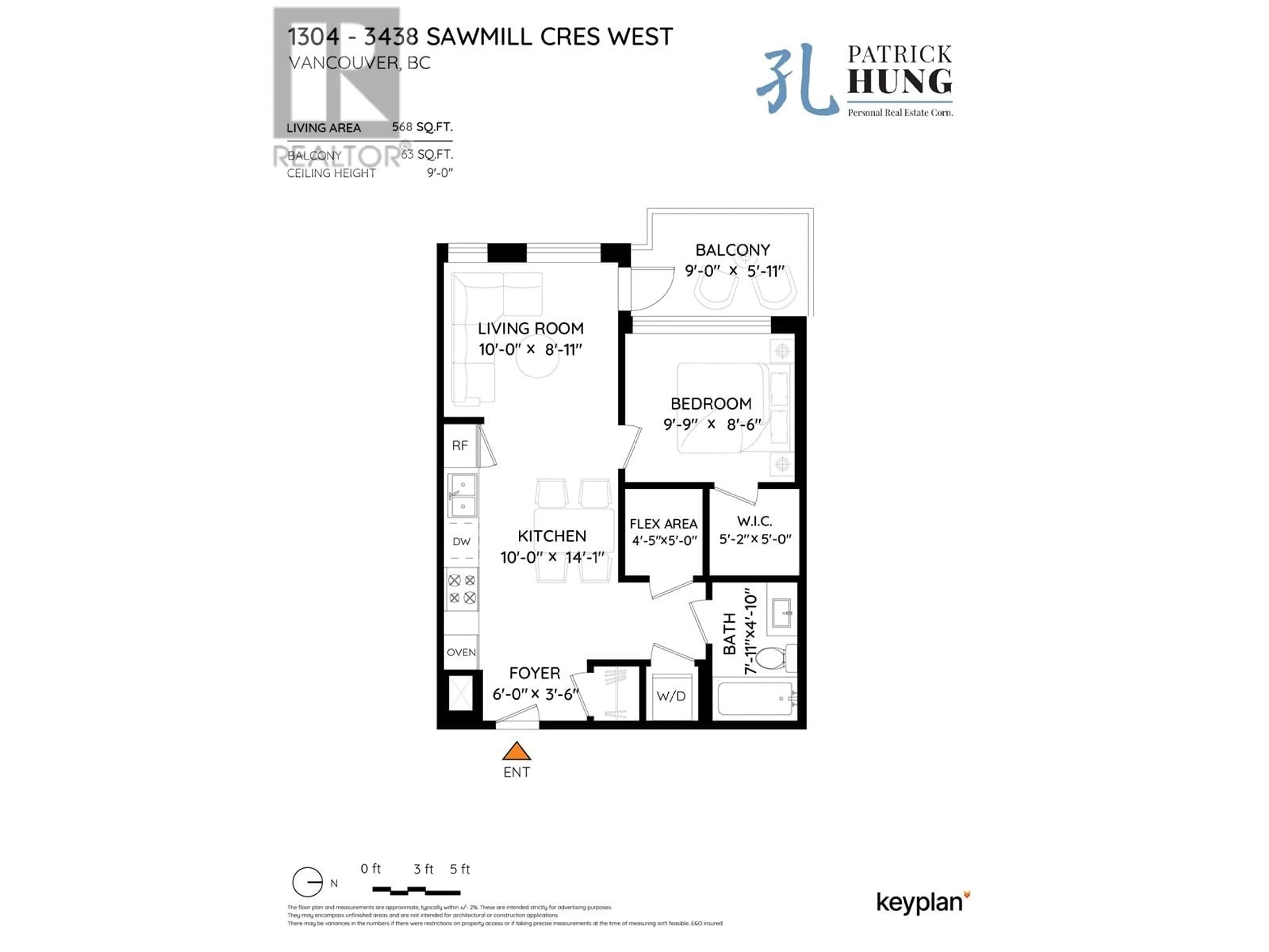 Floor plan for 1304 - 3438 SAWMILL CRESCENT, Vancouver British Columbia V5S0E3