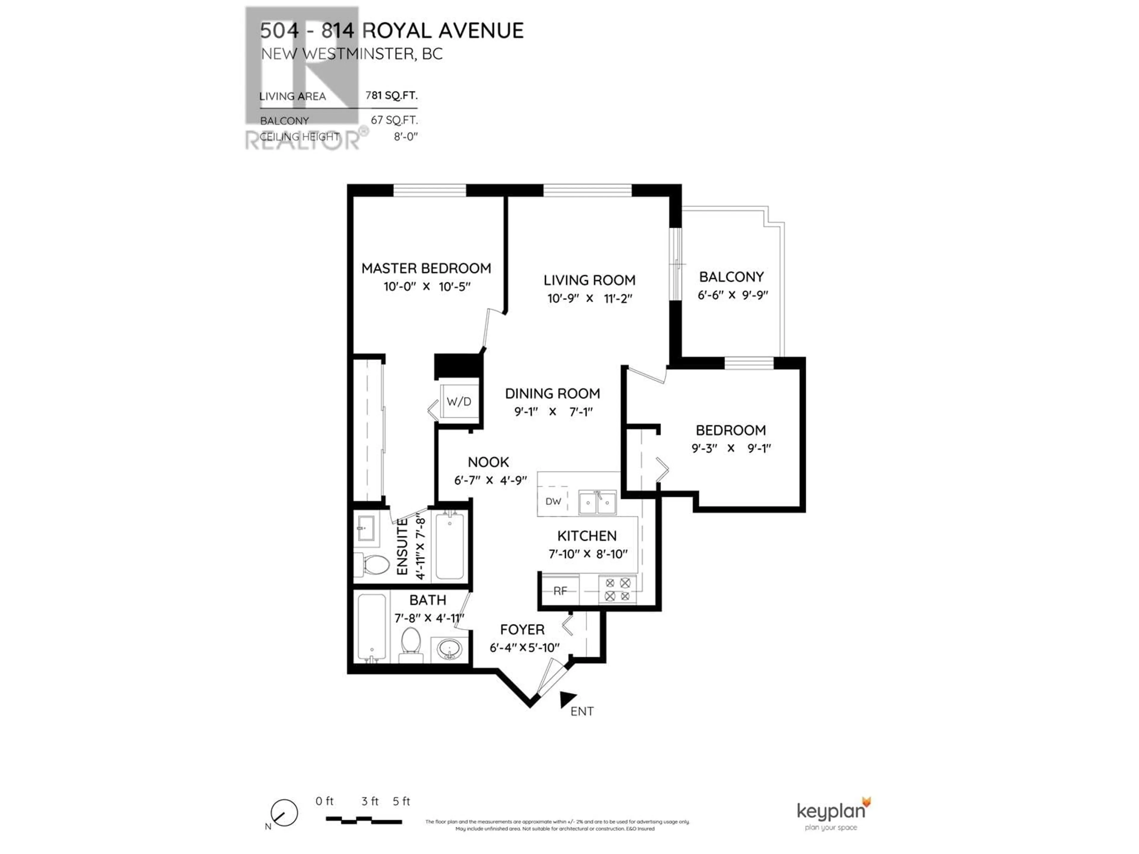 Floor plan for 504 - 814 ROYAL AVENUE, New Westminster British Columbia V3M1J9