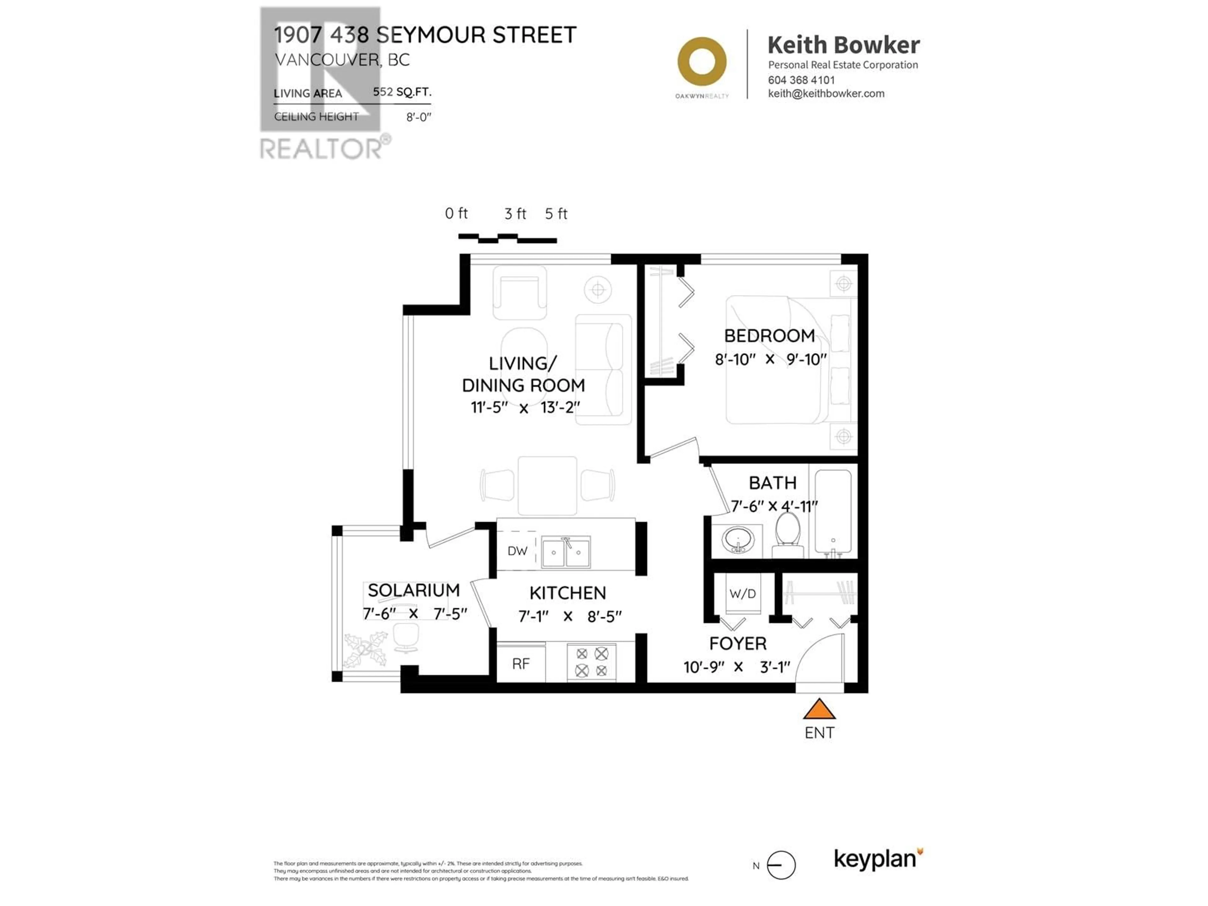 Floor plan for 1907 - 438 SEYMOUR STREET, Vancouver British Columbia V6B6H4
