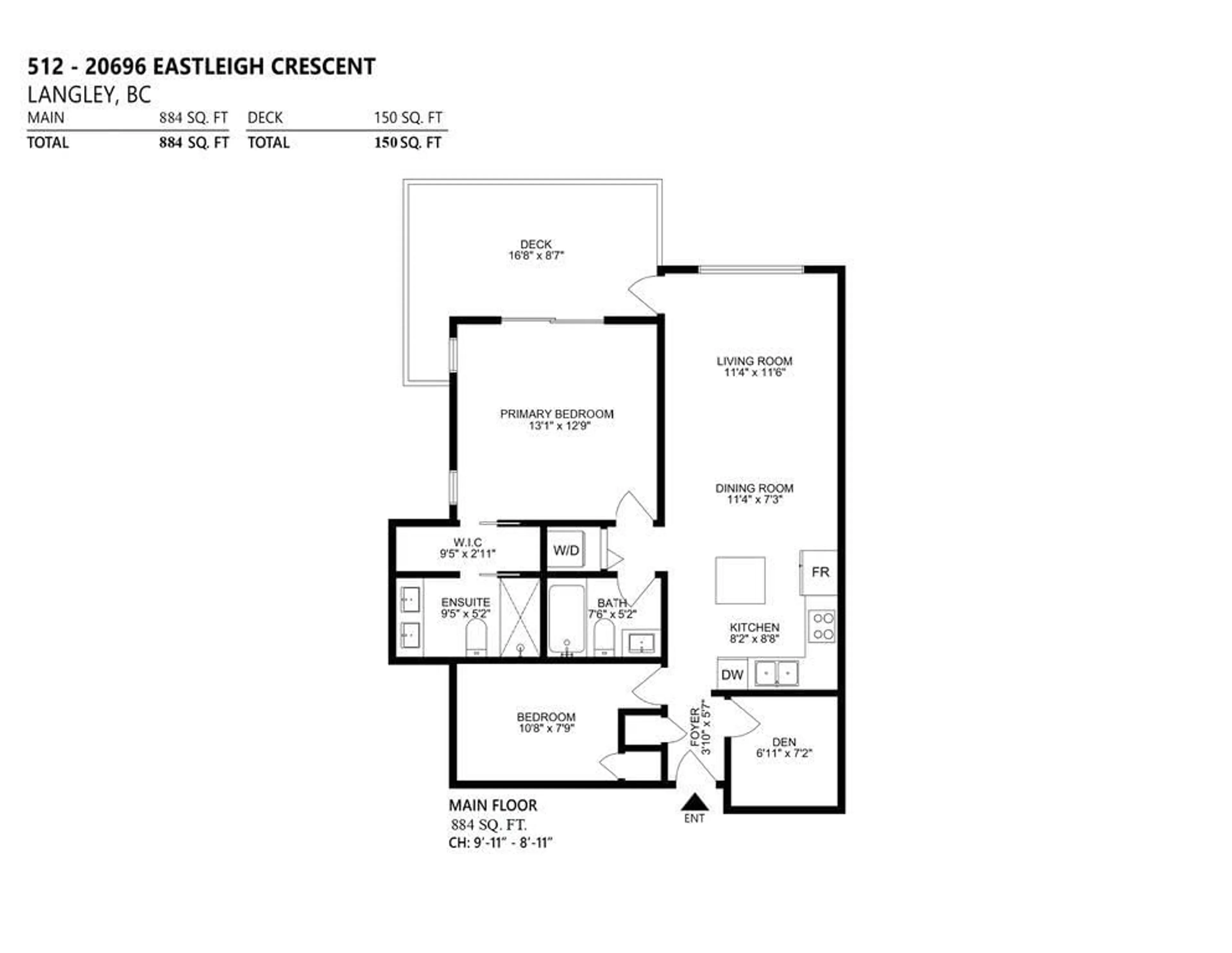 Floor plan for 512 - 20696 EASTLEIGH, Langley British Columbia V3A0M3