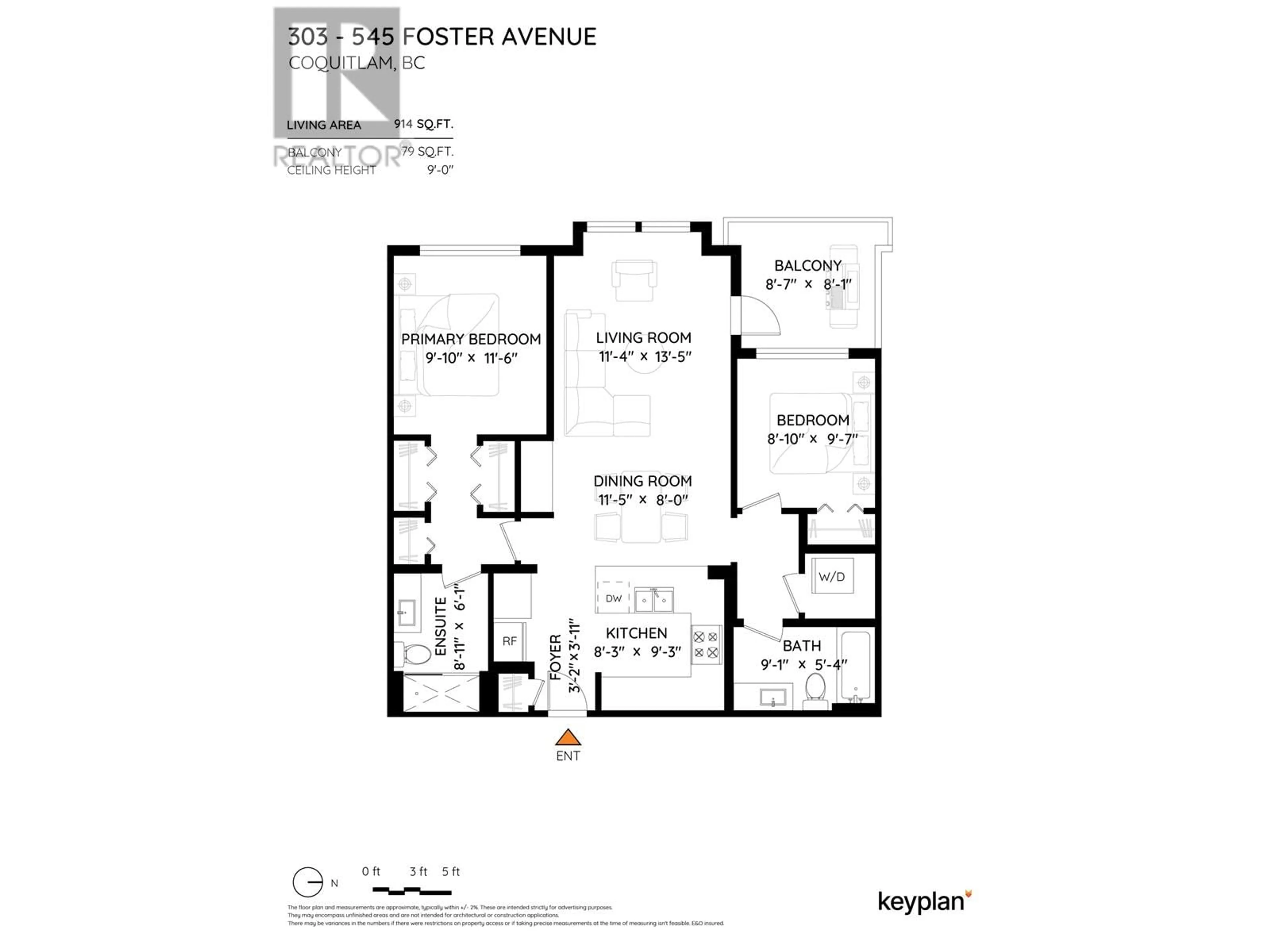Floor plan for 303 - 545 FOSTER AVENUE, Coquitlam British Columbia V3J0B3