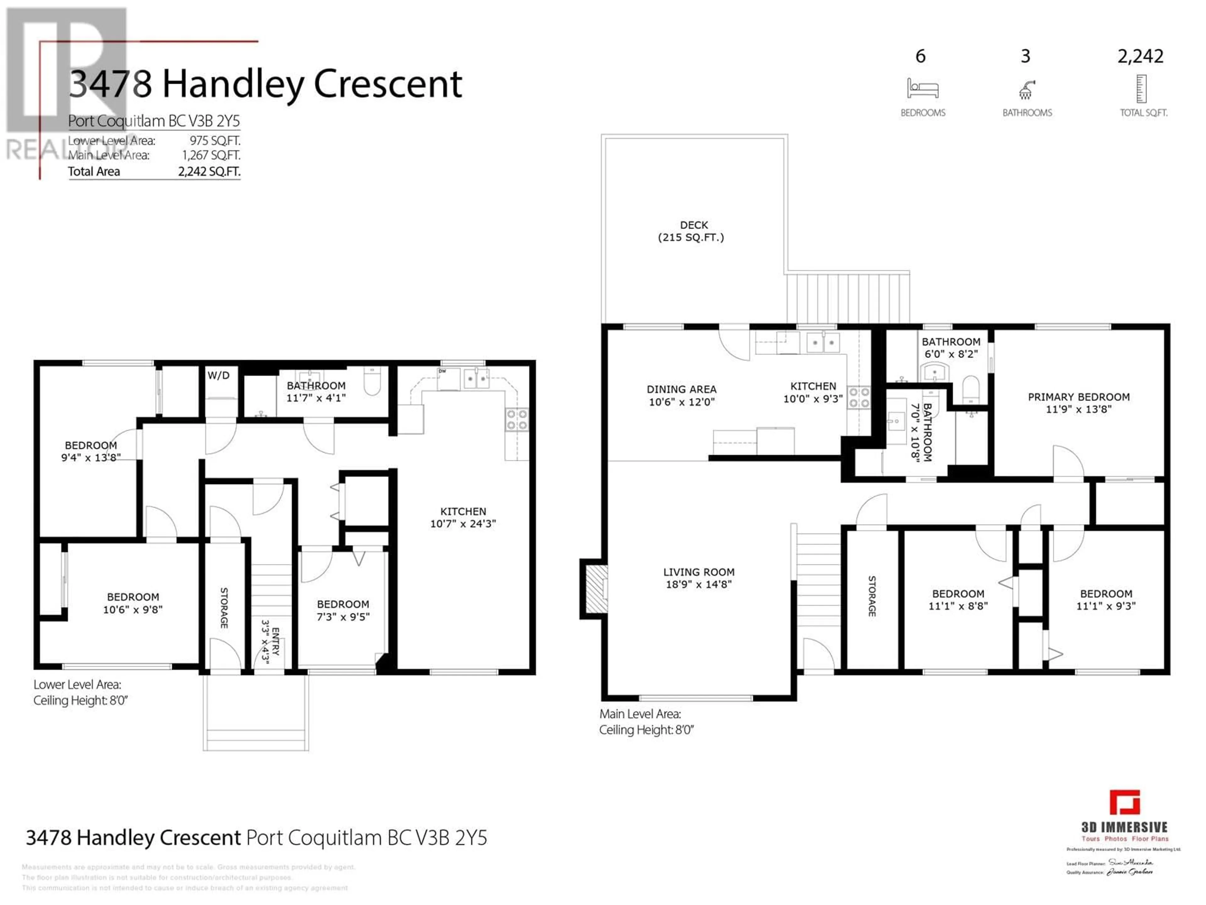 Floor plan for 3478 HANDLEY CRESCENT, Port Coquitlam British Columbia V3B2Y5