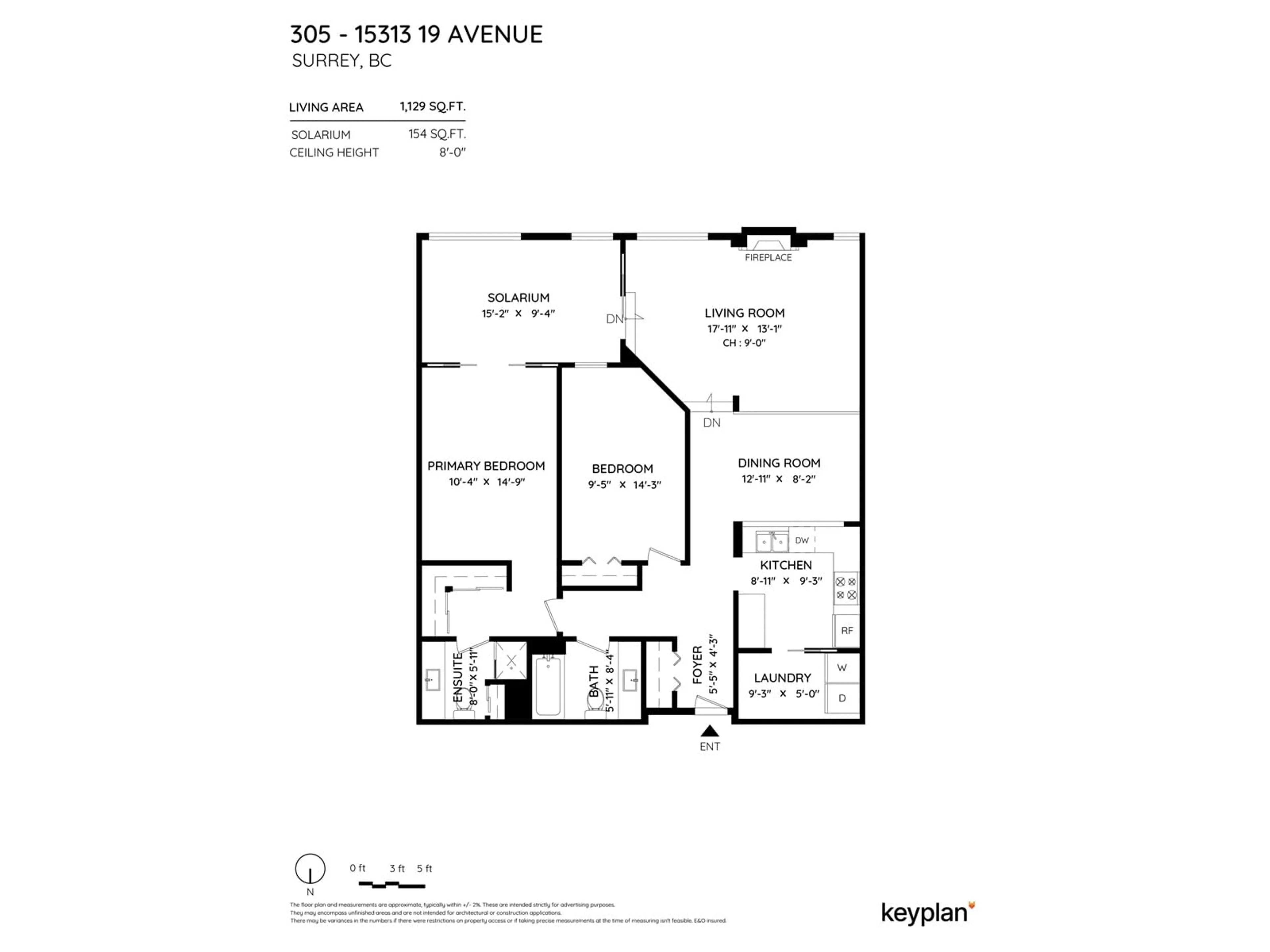 Floor plan for 305 - 15313 19, Surrey British Columbia V4A1X6