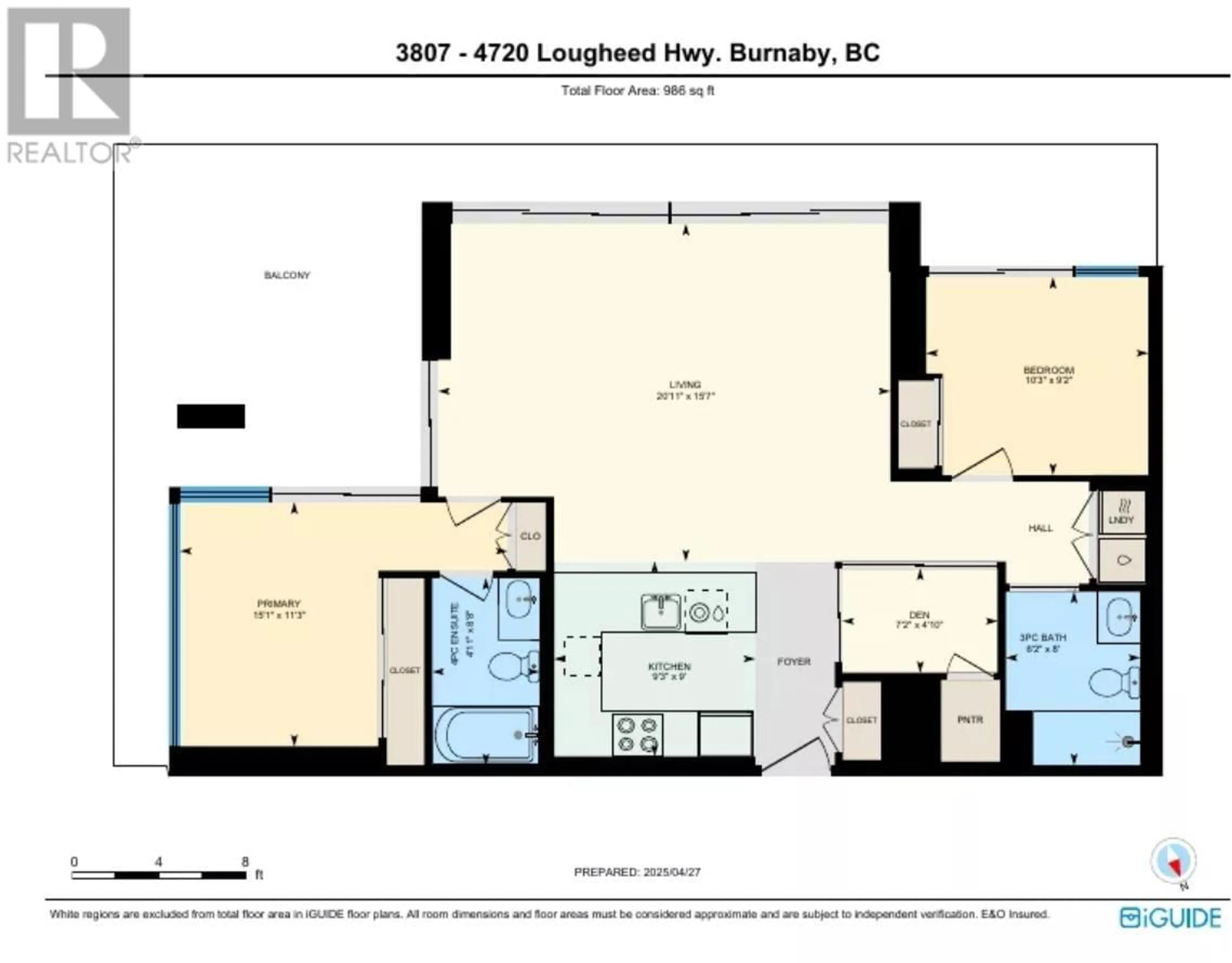 Floor plan for 3807 - 4720 LOUGHEED HIGHWAY, Burnaby British Columbia V5C0M8
