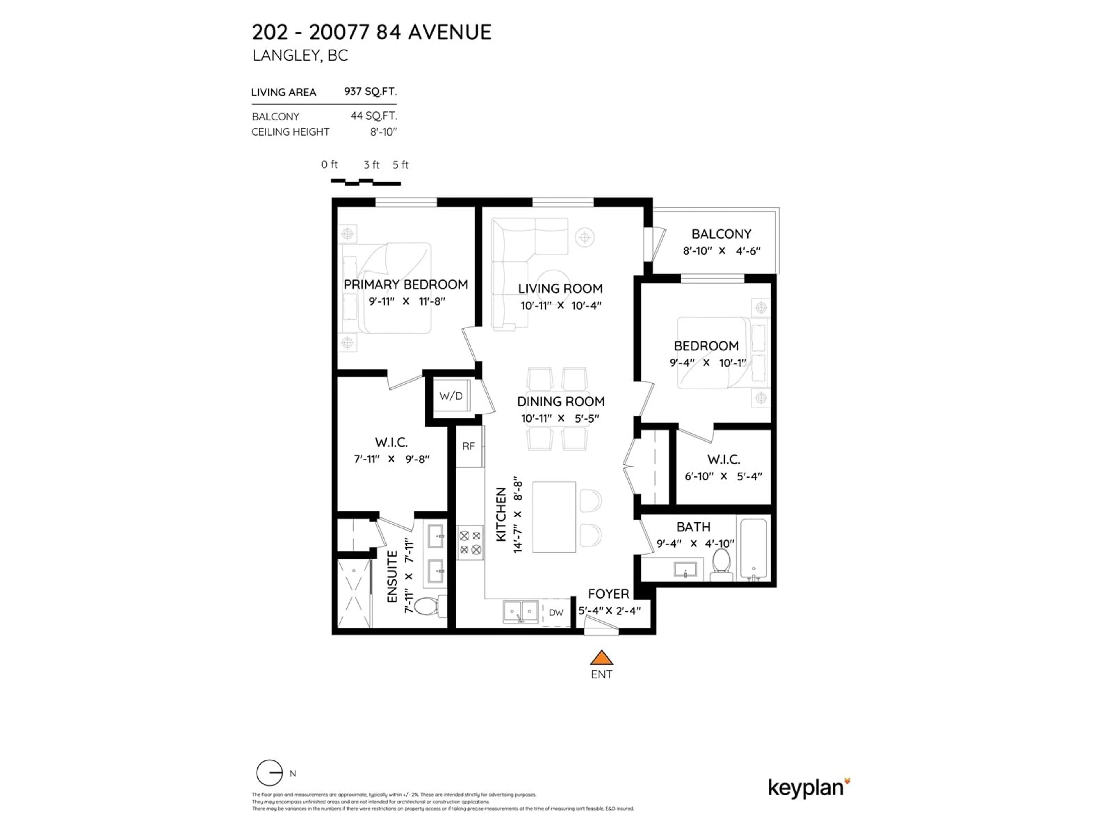 Floor plan for 202 - 20077 84, Langley British Columbia V2Y3X7