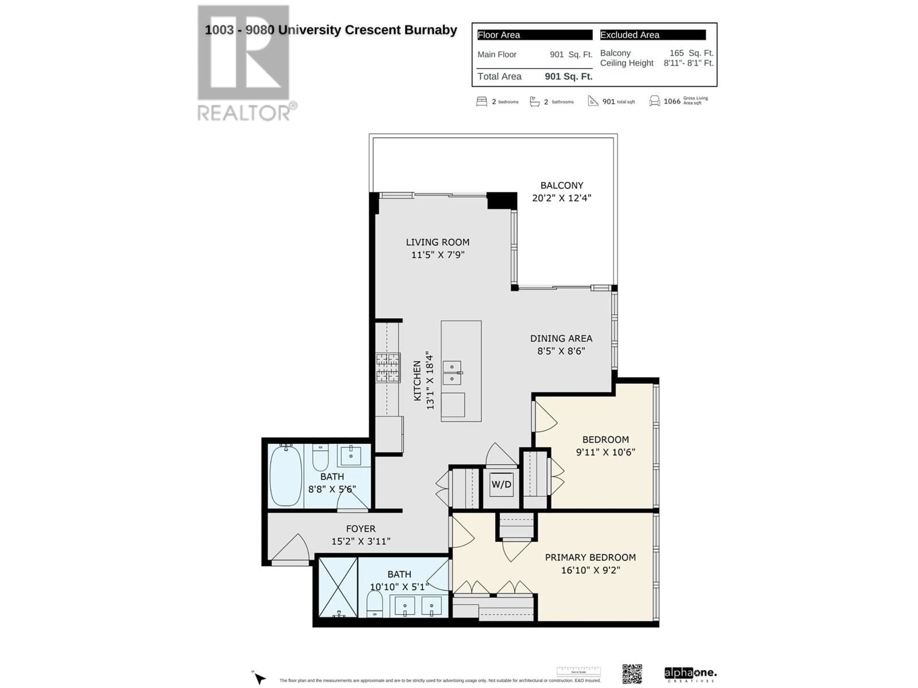 Floor plan for 1003 - 9080 UNIVERSITY CRESCENT, Burnaby British Columbia V5A0B7