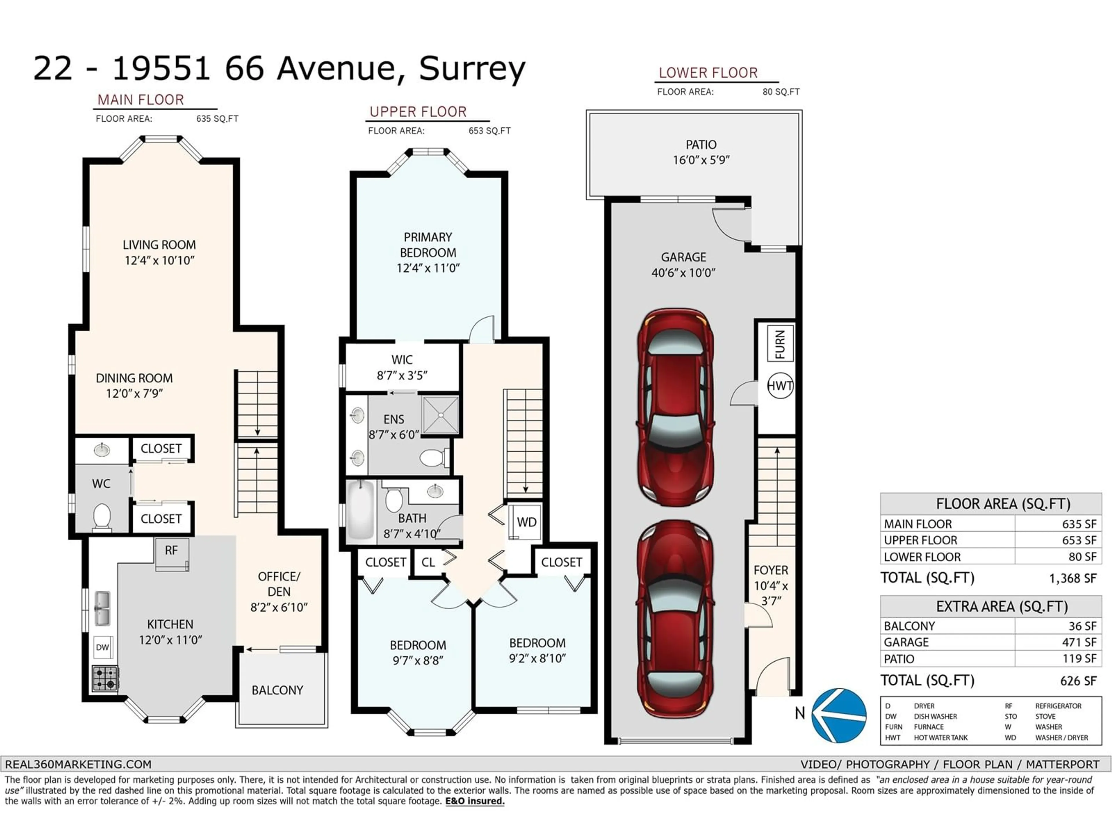 Floor plan for 22 - 19551 66, Surrey British Columbia V4N0Z5