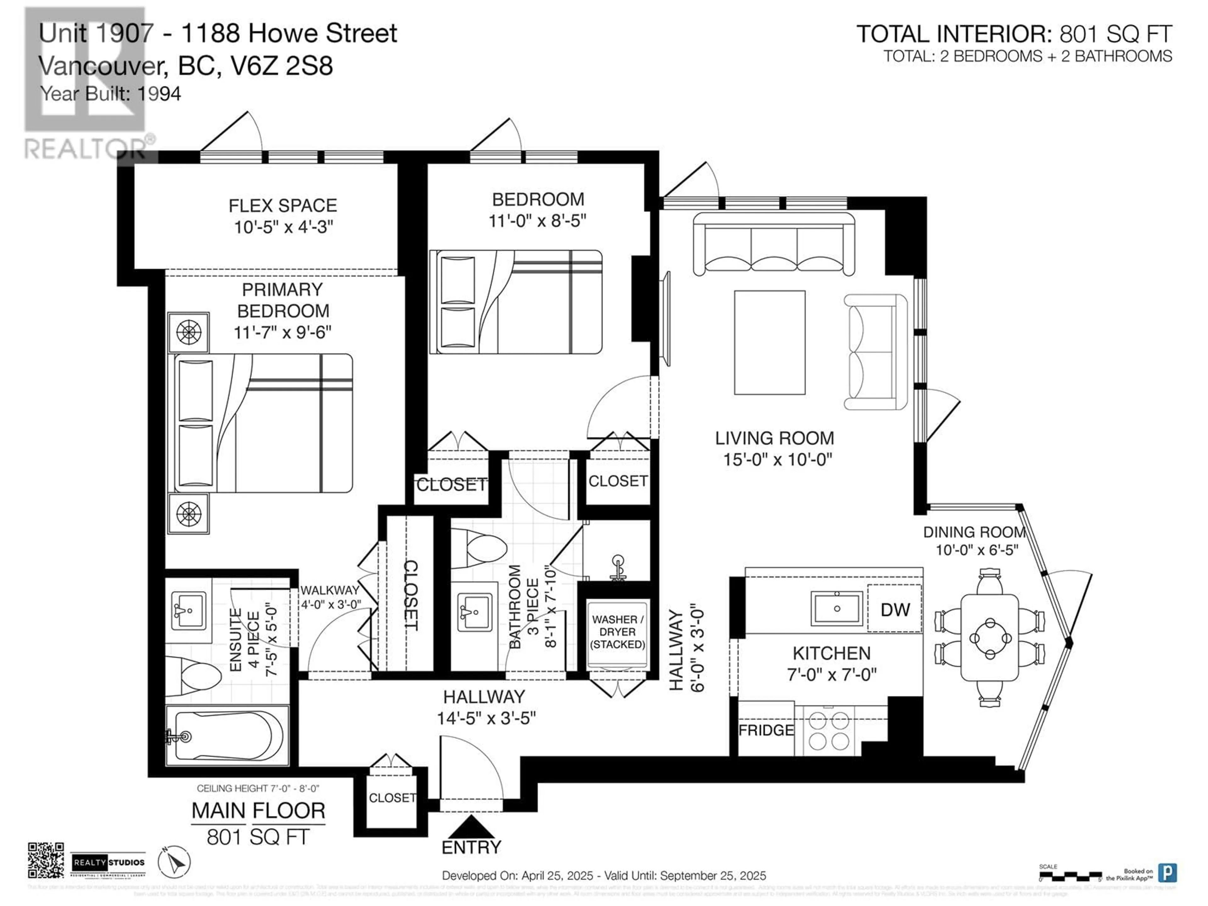Floor plan for 1907 - 1188 HOWE STREET, Vancouver British Columbia V6Z2S8