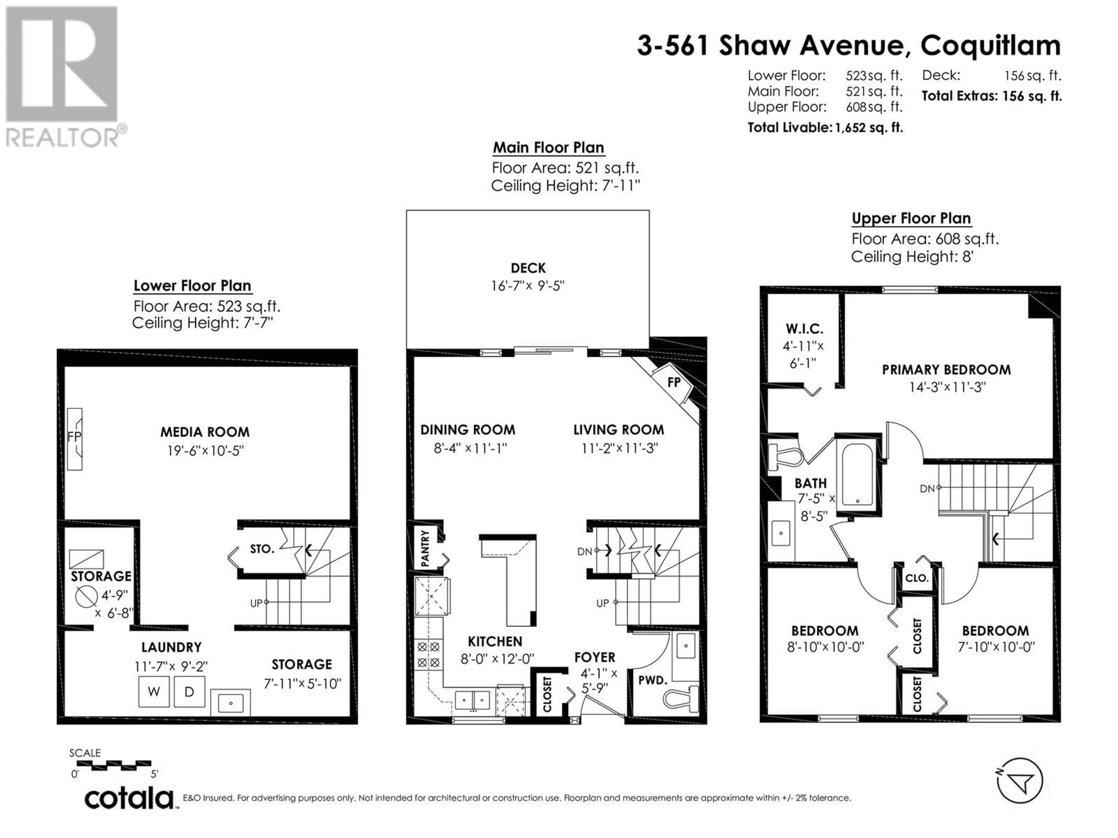 Floor plan for 3 - 561 SHAW AVENUE, Coquitlam British Columbia V3K2R2