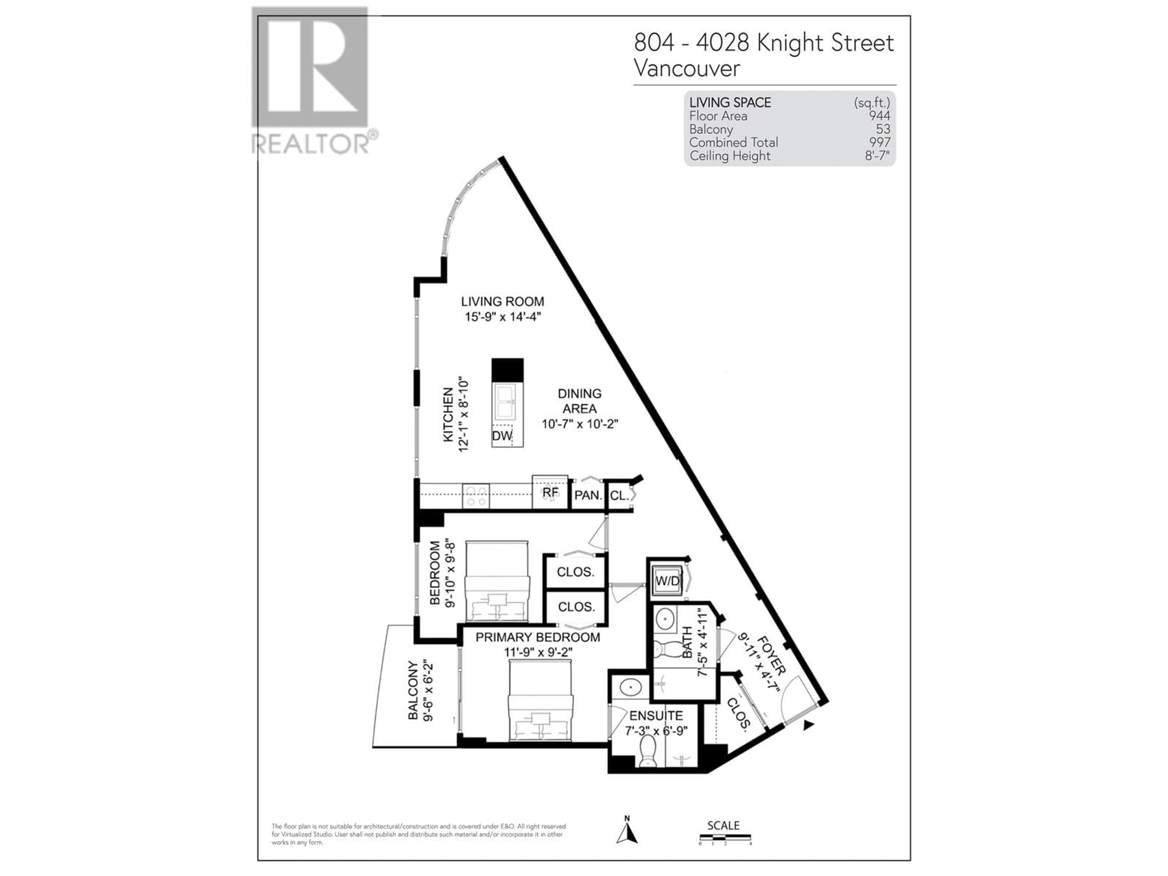 Floor plan for 804 - 4028 KNIGHT STREET, Vancouver British Columbia V5N5Y8