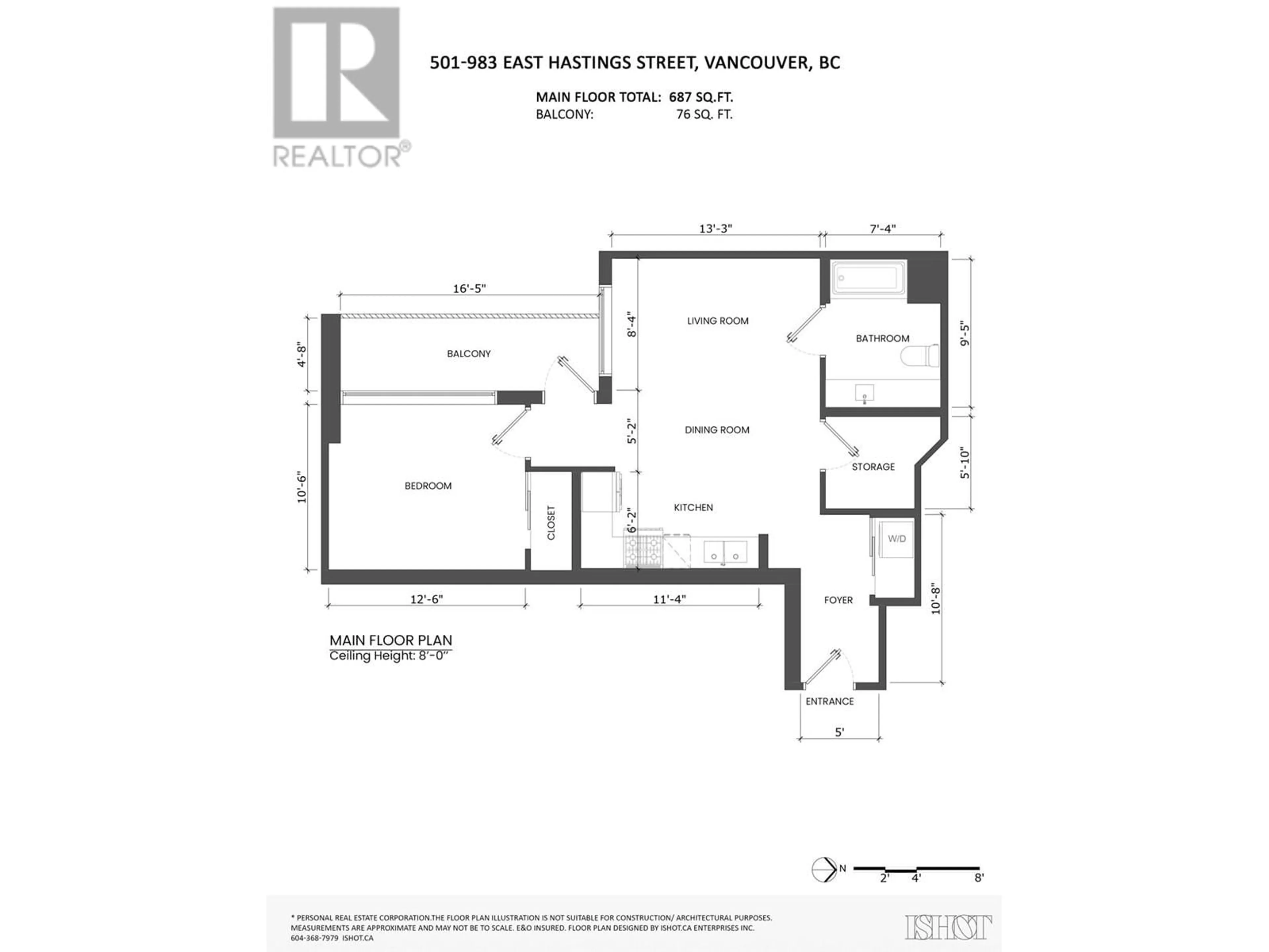Floor plan for 501 - 983 HASTINGS STREET, Vancouver British Columbia V6A0G9