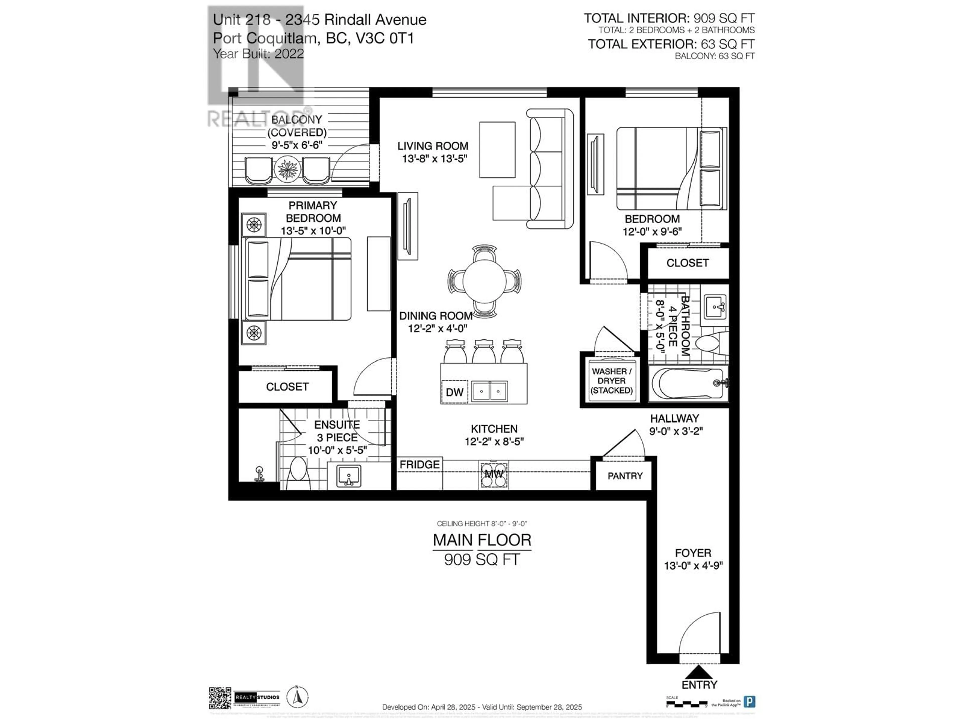 Floor plan for 218 - 2345 RINDALL AVENUE, Port Coquitlam British Columbia V3C1V3
