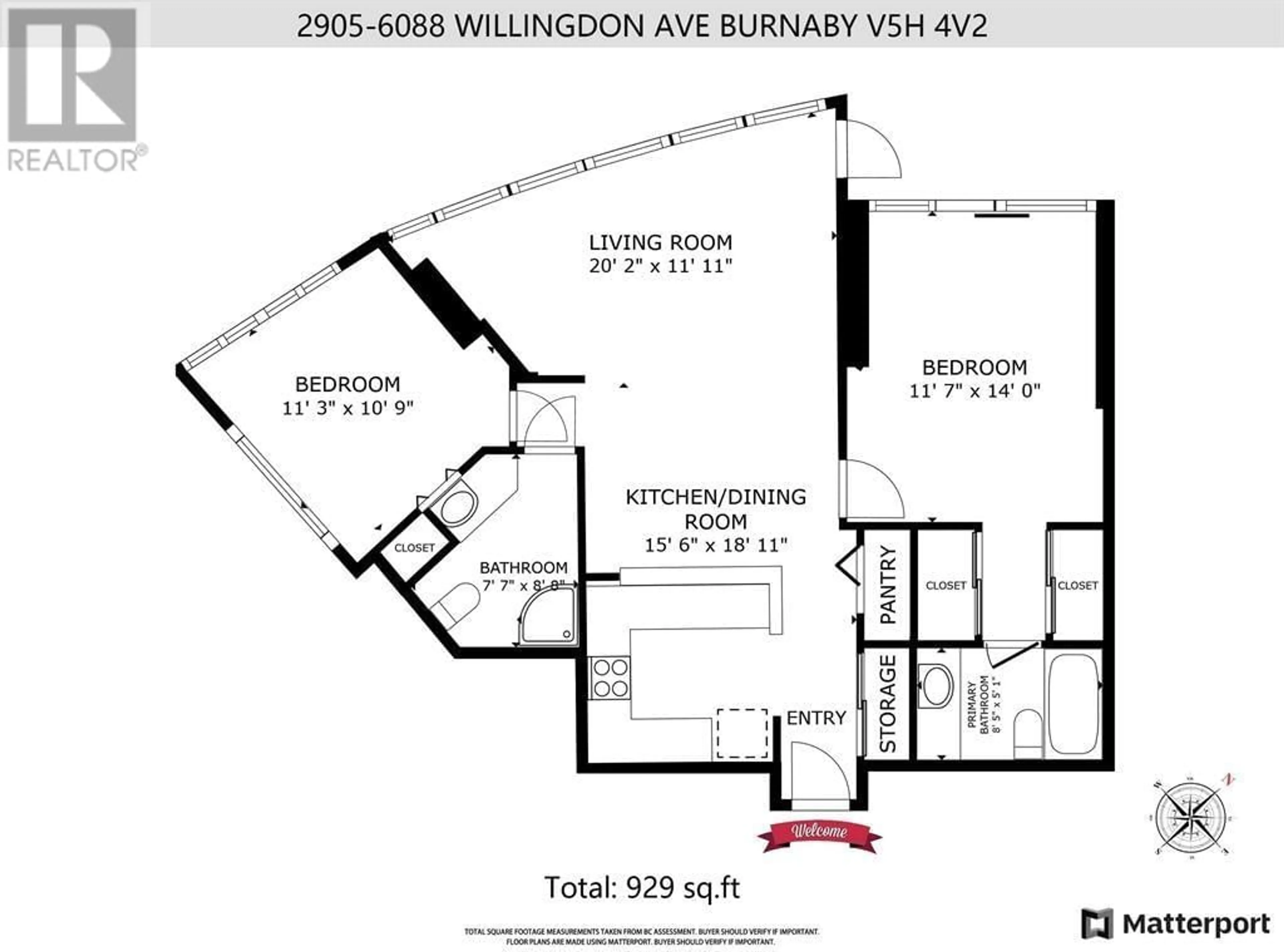Floor plan for 2905 - 6088 WILLINGDON AVENUE, Burnaby British Columbia V5H4V2