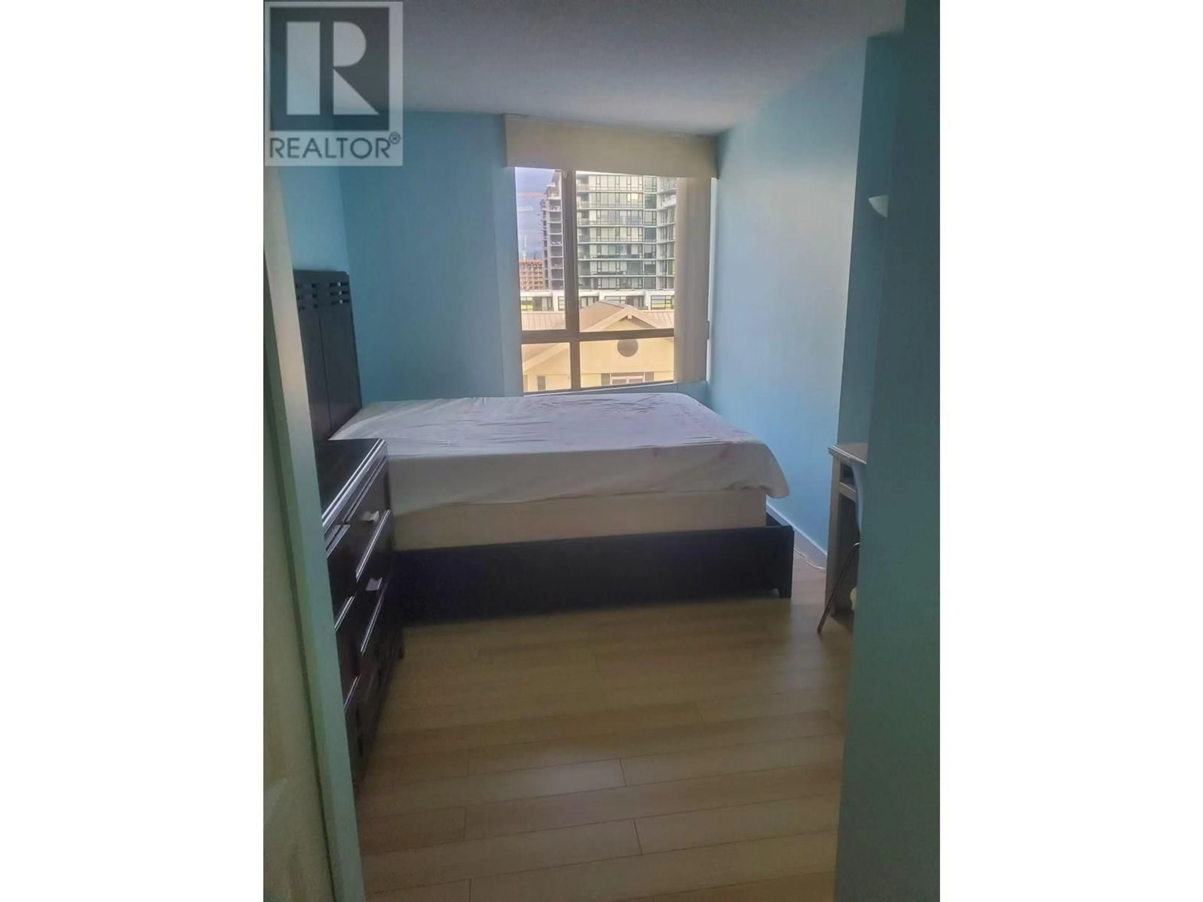 Bedroom with bed, wood/laminate floor for 602 - 7995 WESTMINSTER HIGHWAY, Richmond British Columbia V6Y3Y5