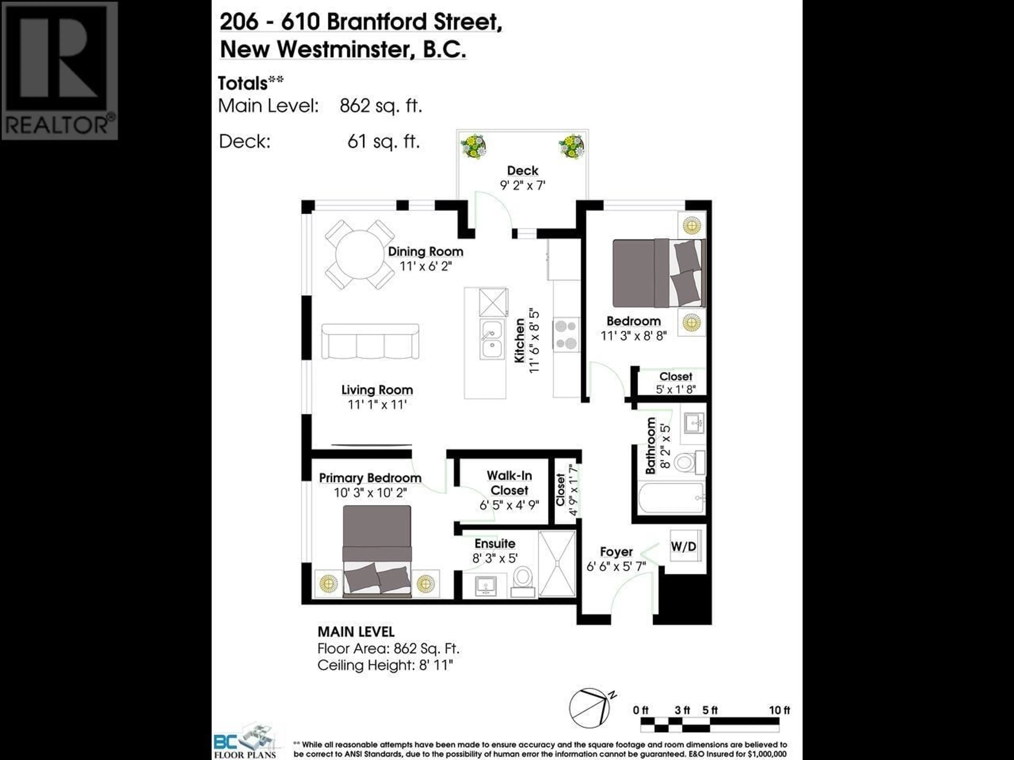 Floor plan for 206 - 610 BRANTFORD STREET, New Westminster British Columbia V3M1W7