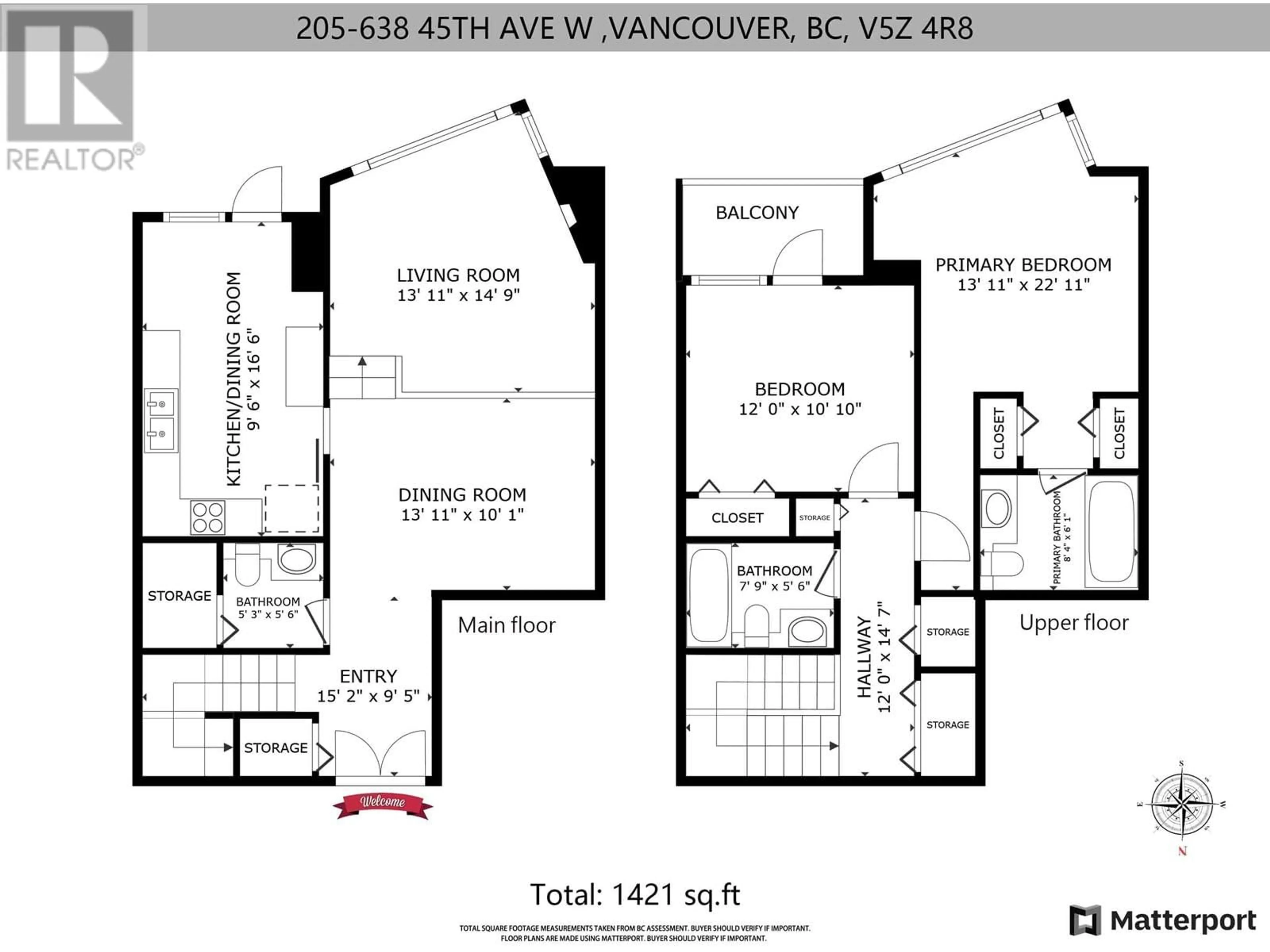 Floor plan for 205 - 638 45TH AVENUE, Vancouver British Columbia V5Z4R8