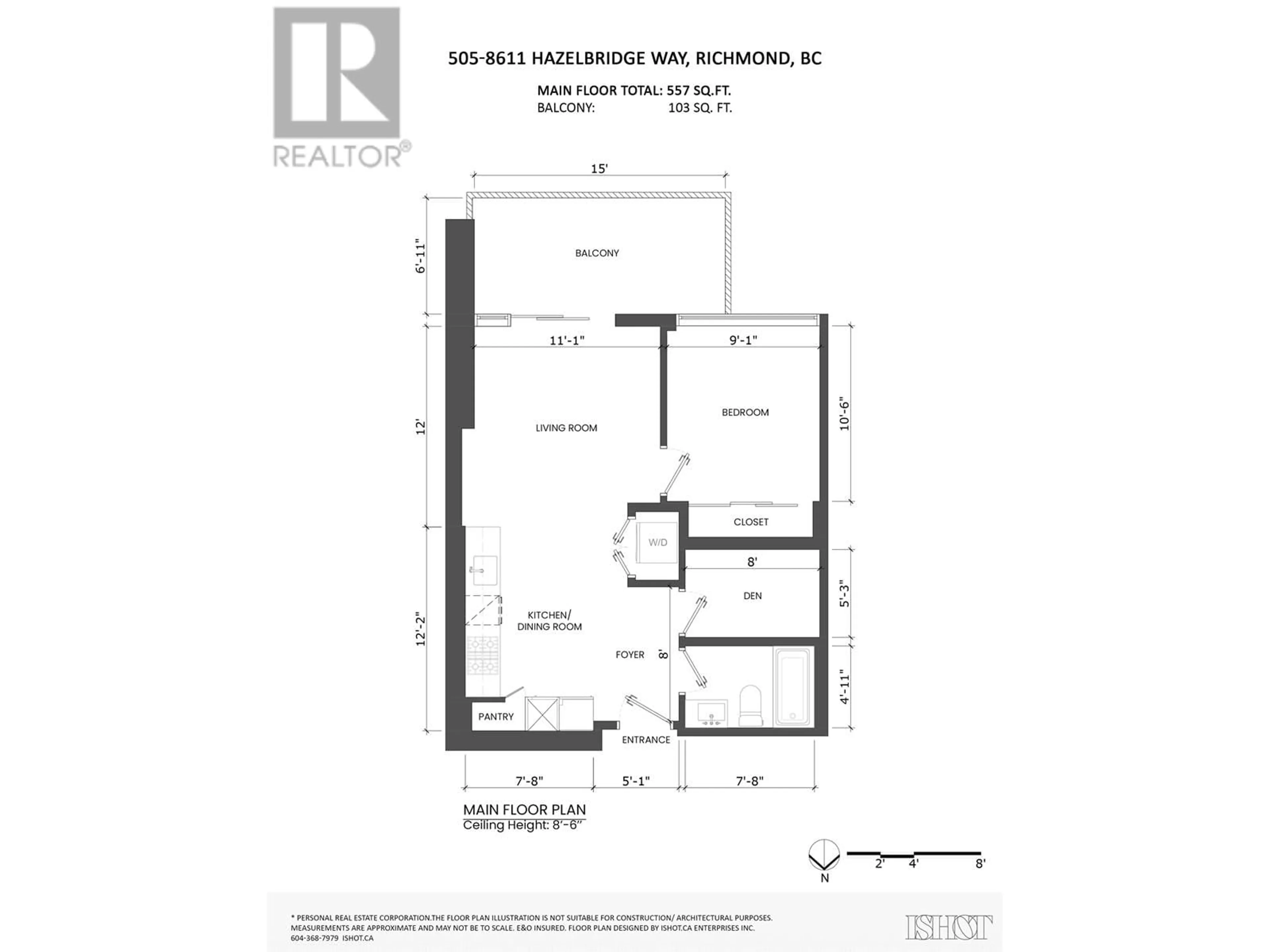 Floor plan for 505 - 8611 HAZELBRIDGE WAY, Richmond British Columbia V6X0W8
