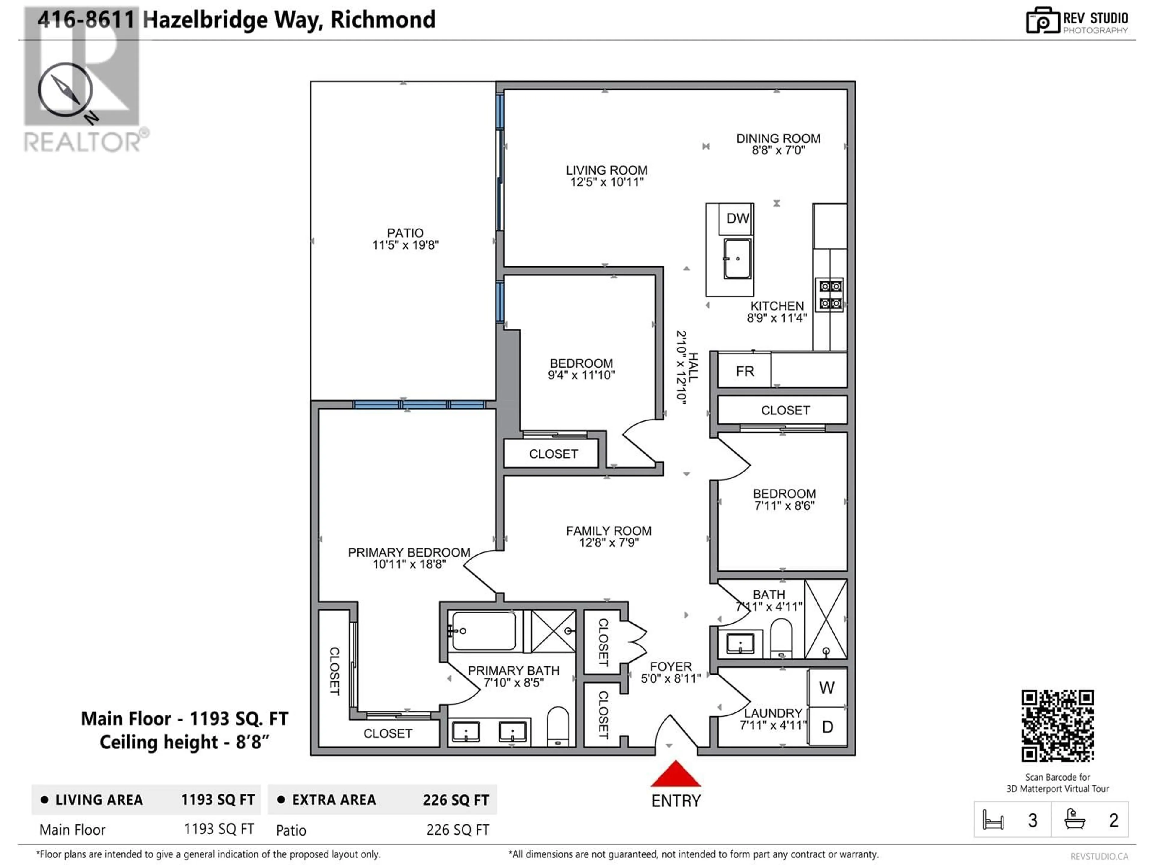 Floor plan for 416 - 8611 HAZELBRIDGE WAY, Richmond British Columbia V6X0W8