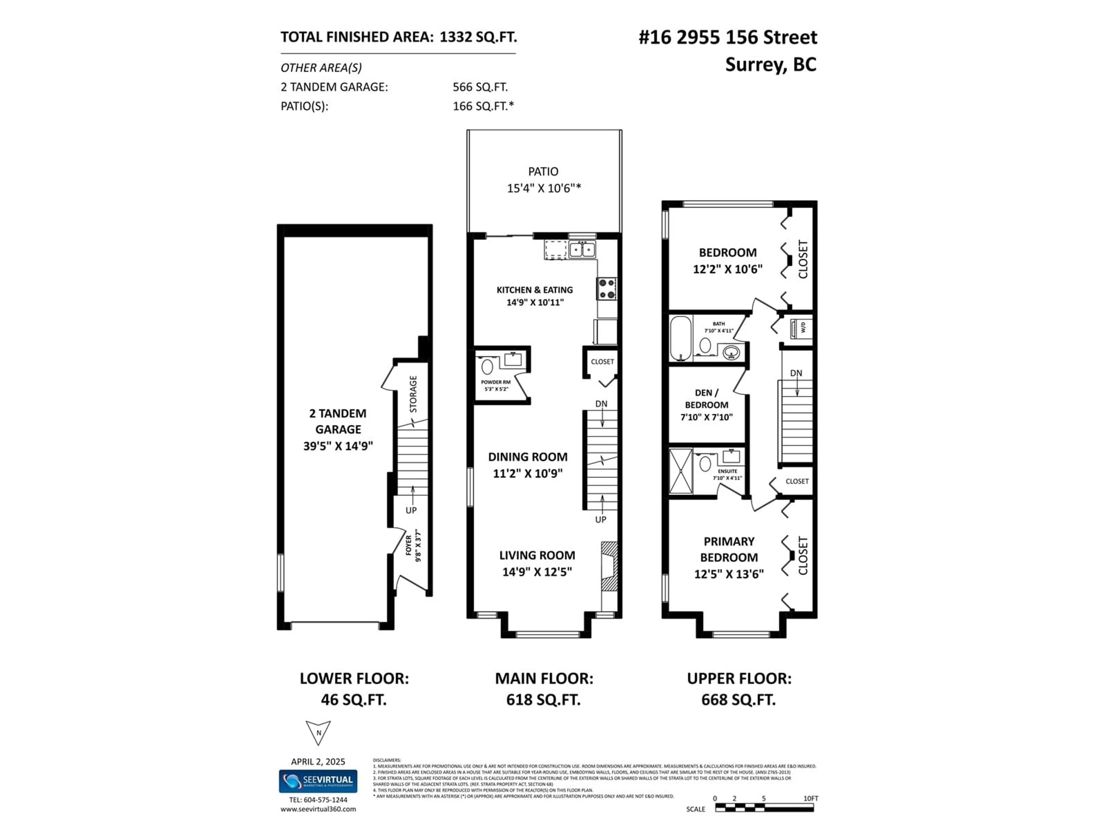 Floor plan for 16 - 2955 156TH, Surrey British Columbia V3Z2W8